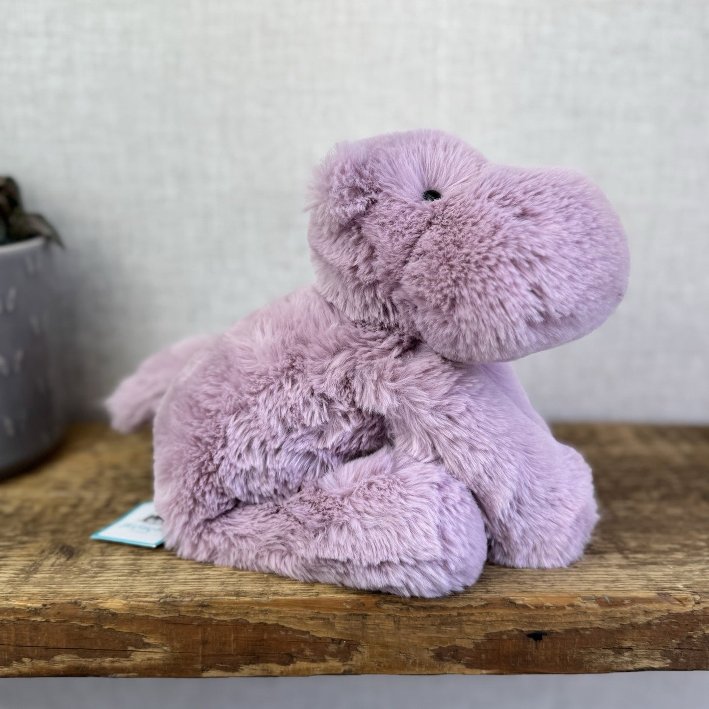 Jellycat Medium Smudge Hippo - Lilac Laying Hippo Beanie Plush Retired New 14”