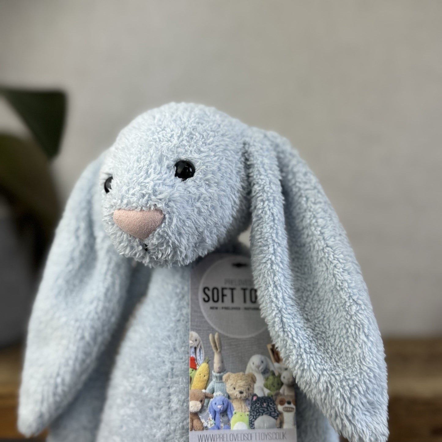 Jellycat Blue Bashful Bunny Chime - Baby Blue Texture Rattle Retired JellyKitten
