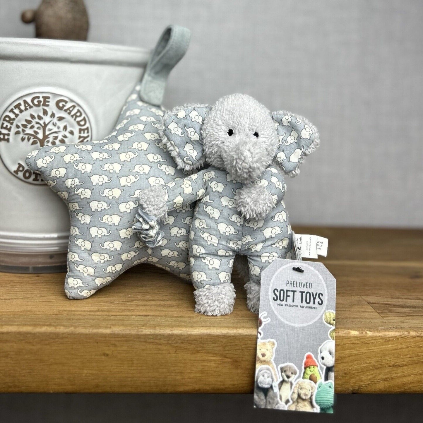 Jellycat Bedtime Elephant Musical Pull - Elephant Baby Mobile Retired Soft Toy