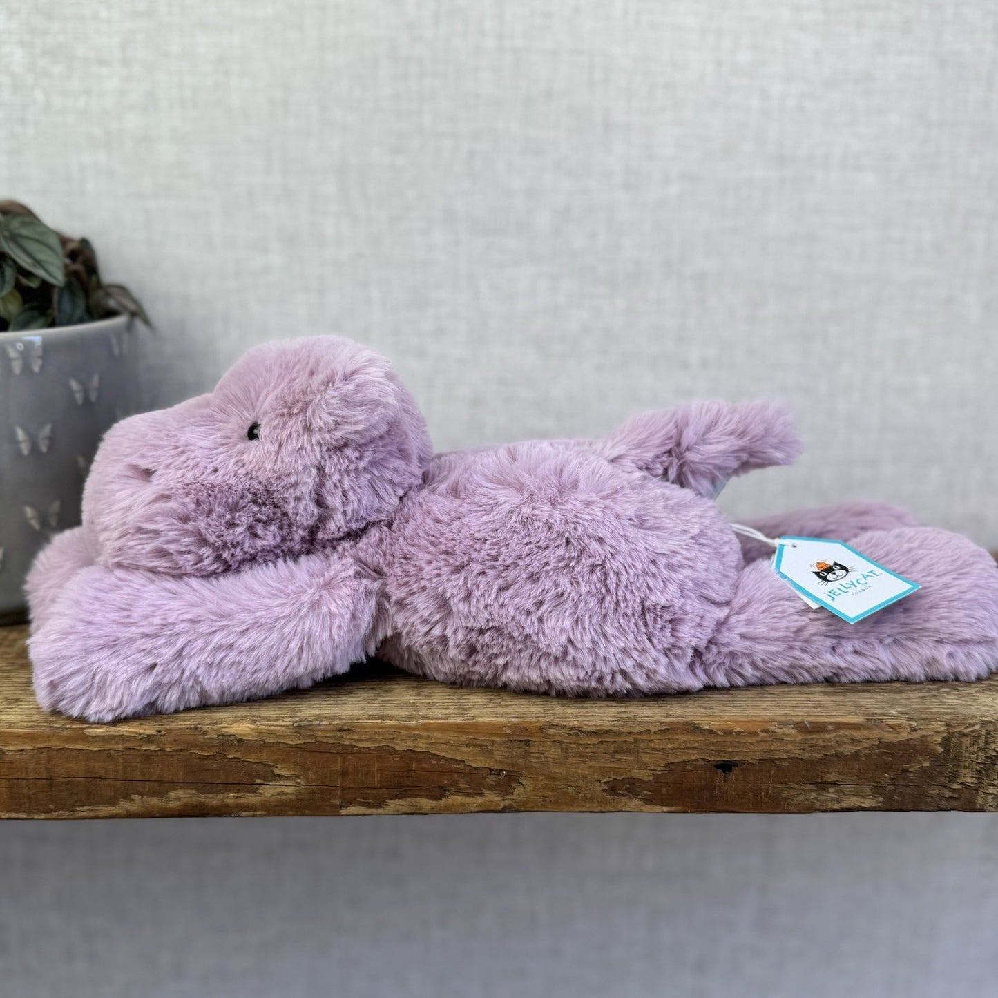 Jellycat Medium Smudge Hippo - Lilac Laying Hippo Beanie Plush Retired New 14”