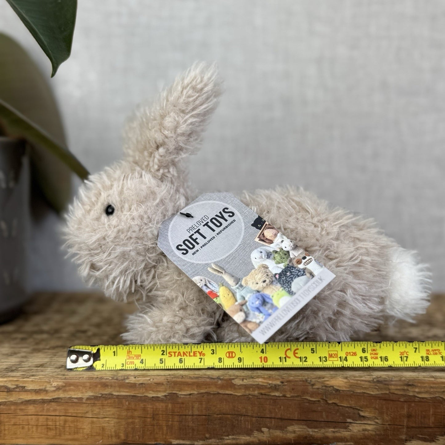 Jellycat Beige Hoppity Bunny Curly Fur Fluffy Angora Bunny Rabbit Small 6”