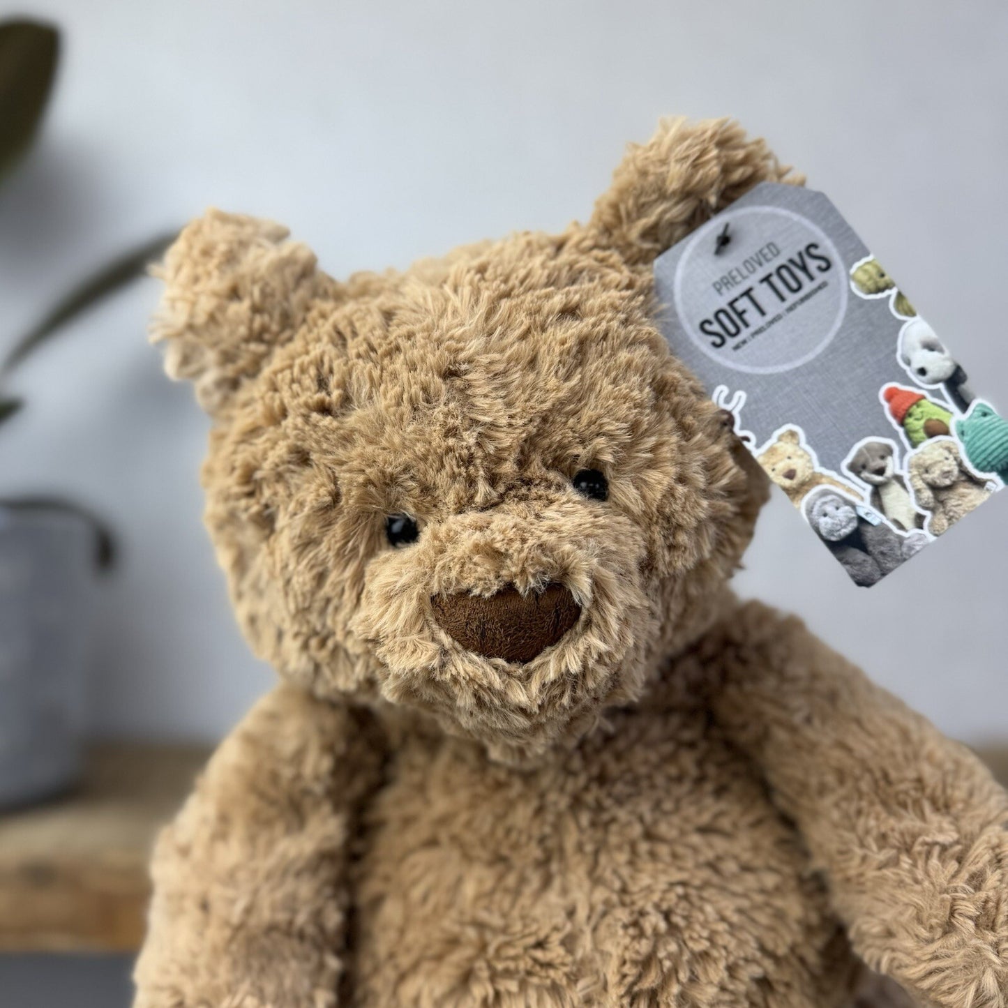 Jellycat Large Bartholemew Bear - Jellycat Textured Tan Sitting Bear Plush 14”