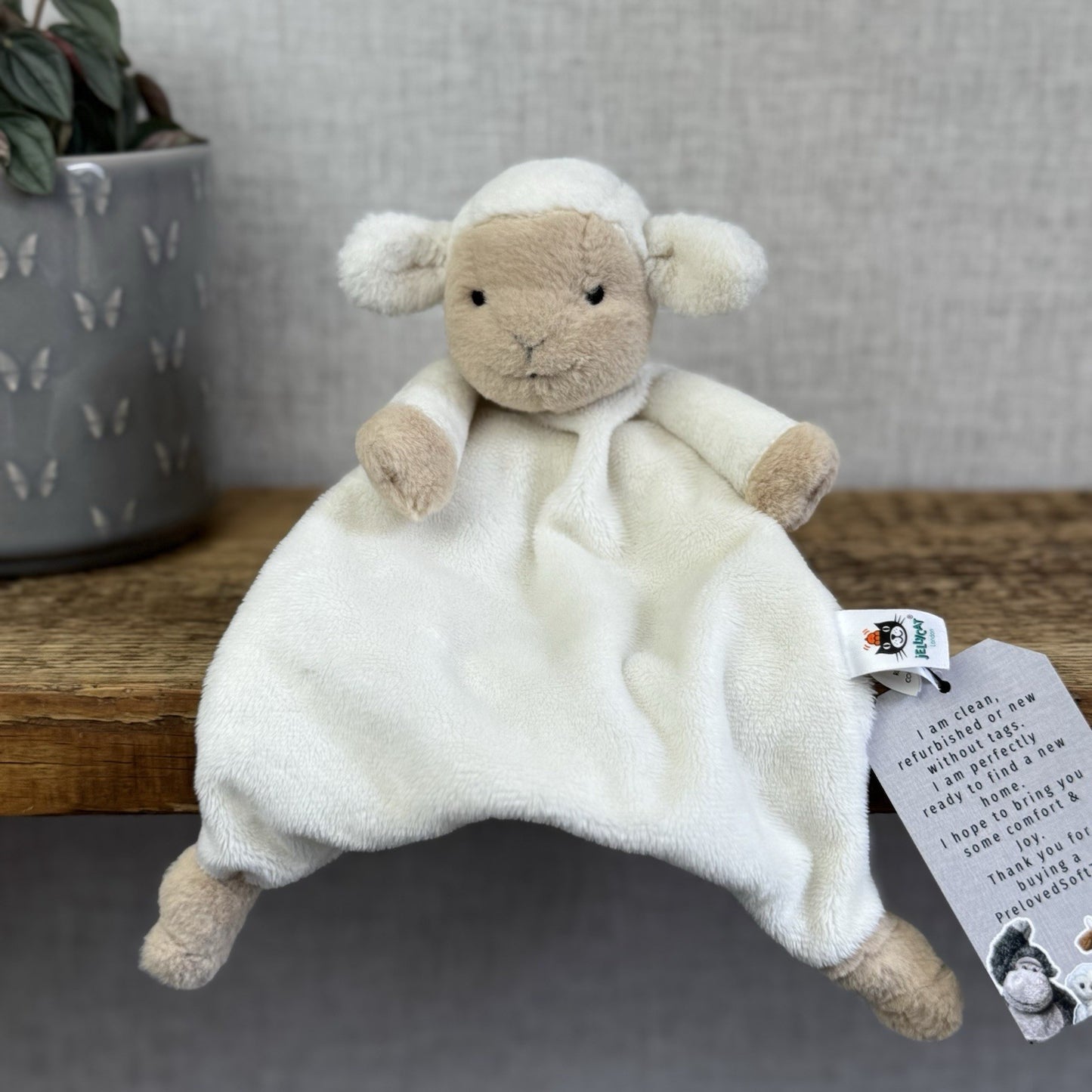 Jellycat Husbie Lamb Soother Comoforter - Sheep Baby Soft Toy Blanket NWOT