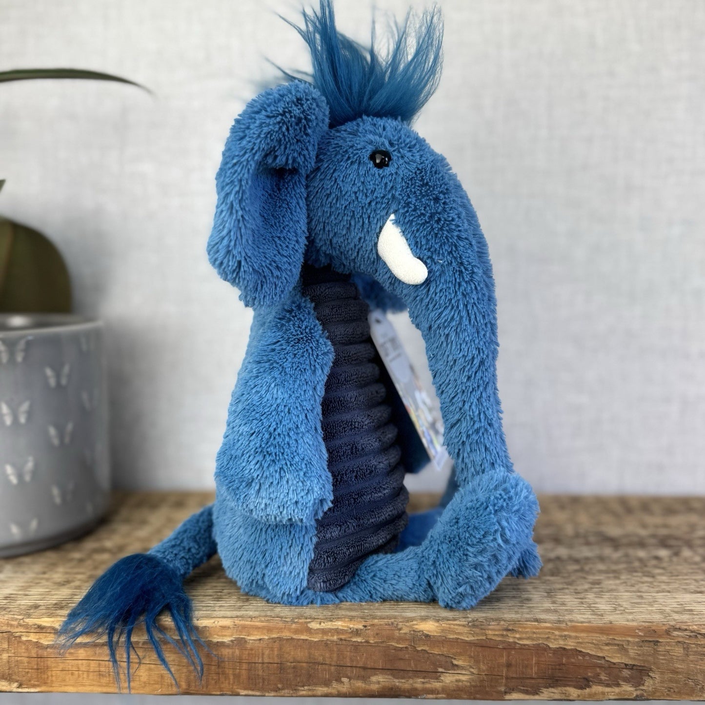 Jellycat Alfred Elephant Blue Cordy Elephant SnaggleBaggle Medium Beanie NWOT