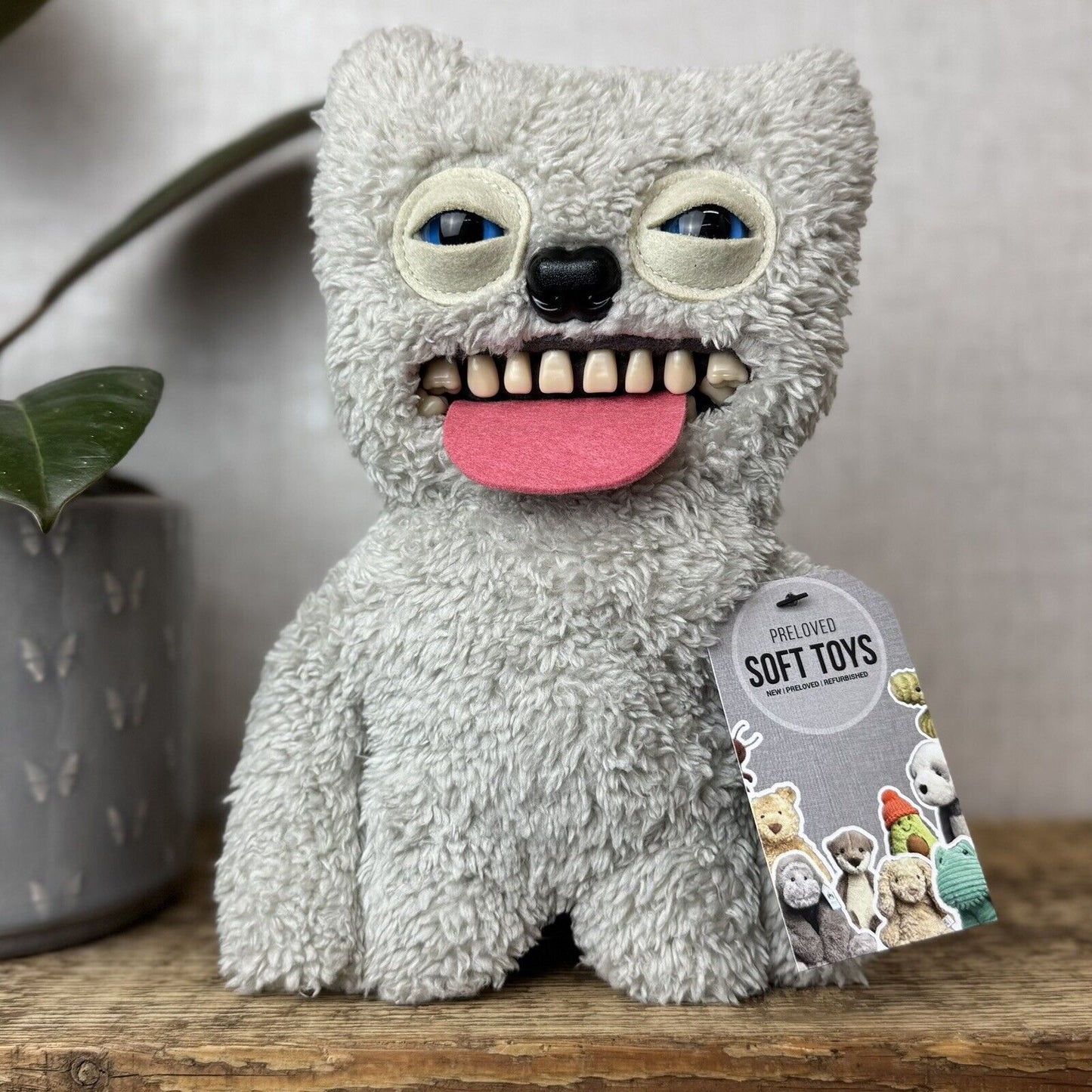 Fuggler - Sir Belch Snuggler - Fluffy Grey Monster Tongue Out Collectible Grey