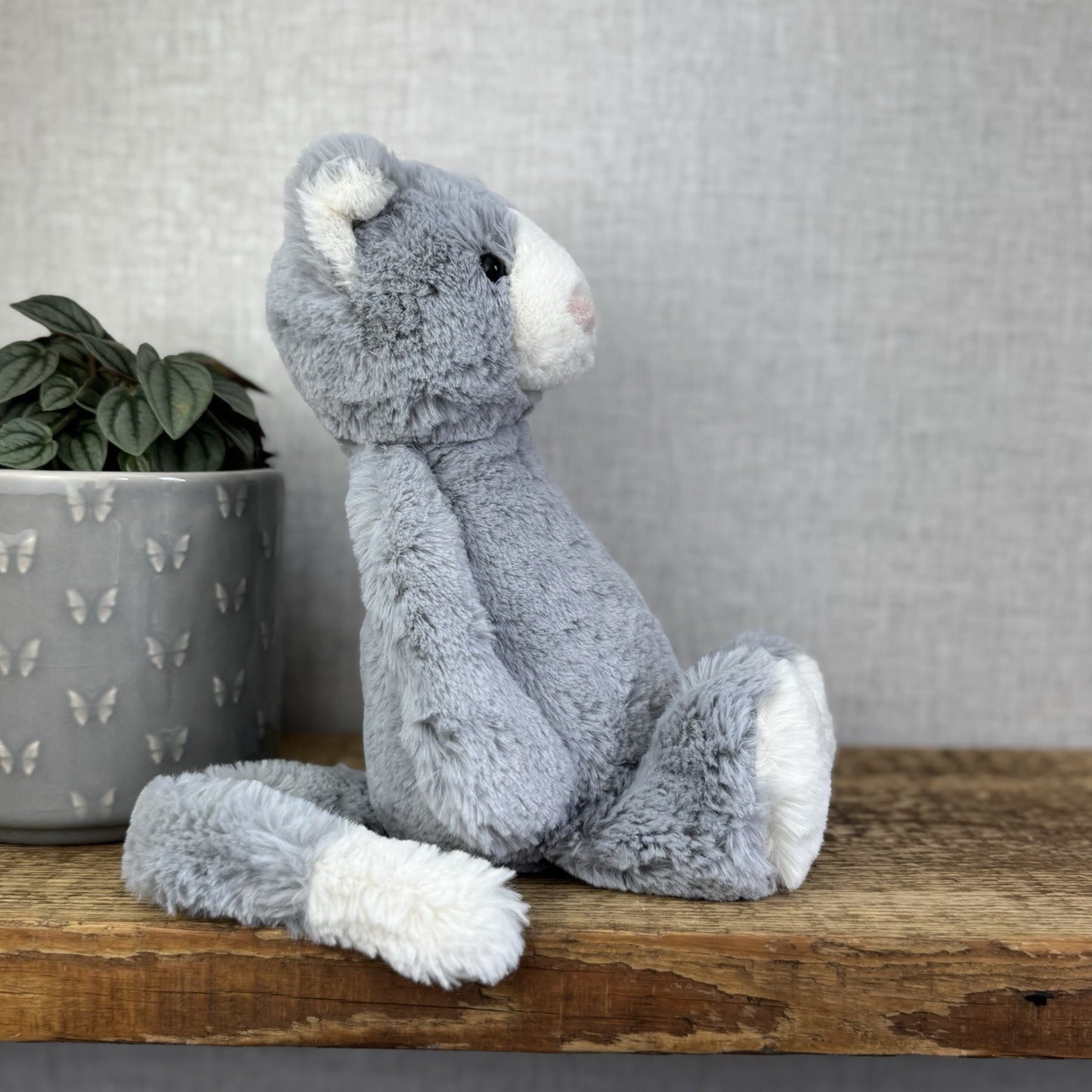 Jellycat Medium Bashful Cat - Grey/White Medium Kitten Plush - With Tags