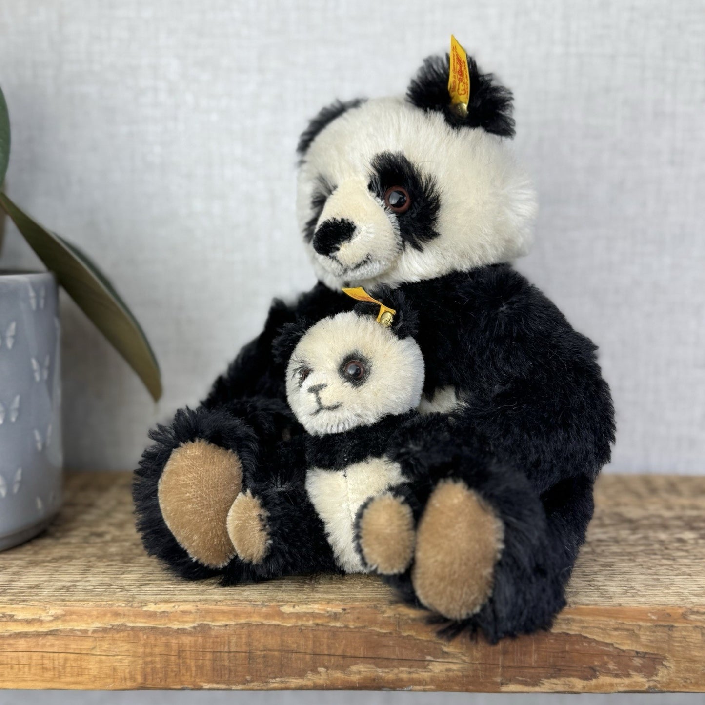 Steiff Vintage Panda Bear & Baby - Mohair Panda Rare Small 660818 Collector Item