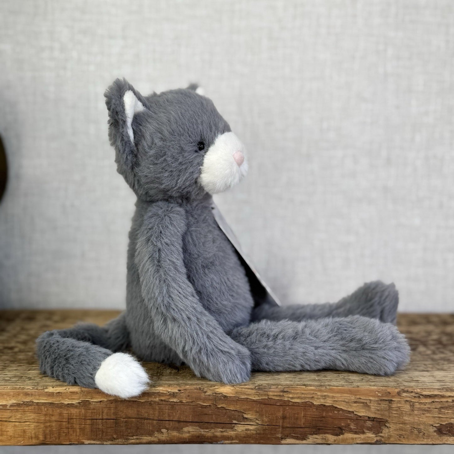 Jellycat Sweetie Kitten - Small Fluffy Light Grey Beanie Kitten White Face (#2)
