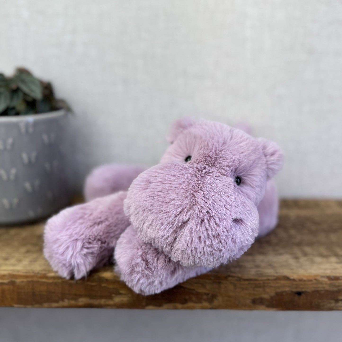 Jellycat Medium Smudge Hippo - Lilac Laying Hippo Beanie Plush Retired New 14”