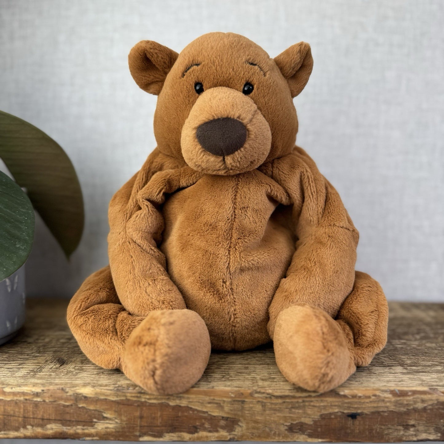 Jellycat Rumpletum Bear - Brown Suede Bear Soft Toy Beanie Retired Medium 14"