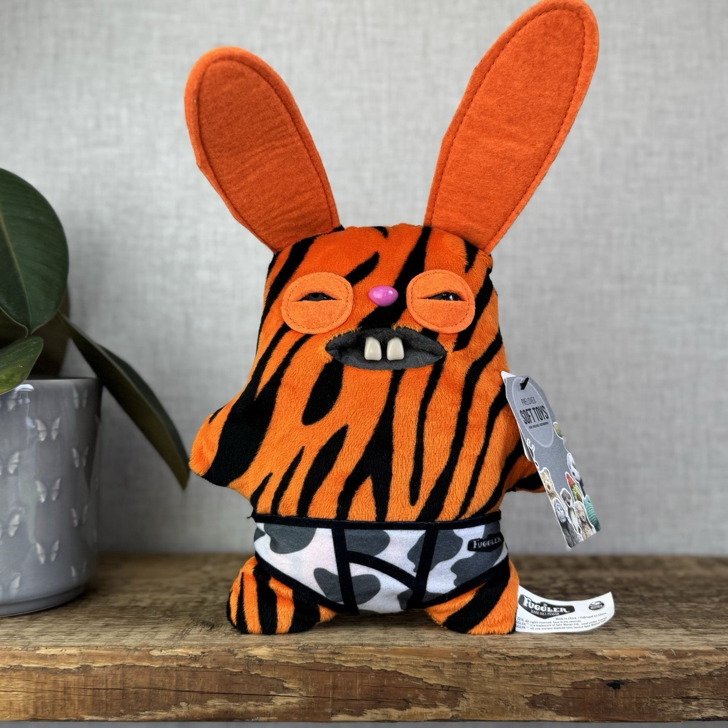 Fuggler Funny Ugly Monster Rabid Rabbit Tiger Print Fur Plush Soft Toy 9" (#2)