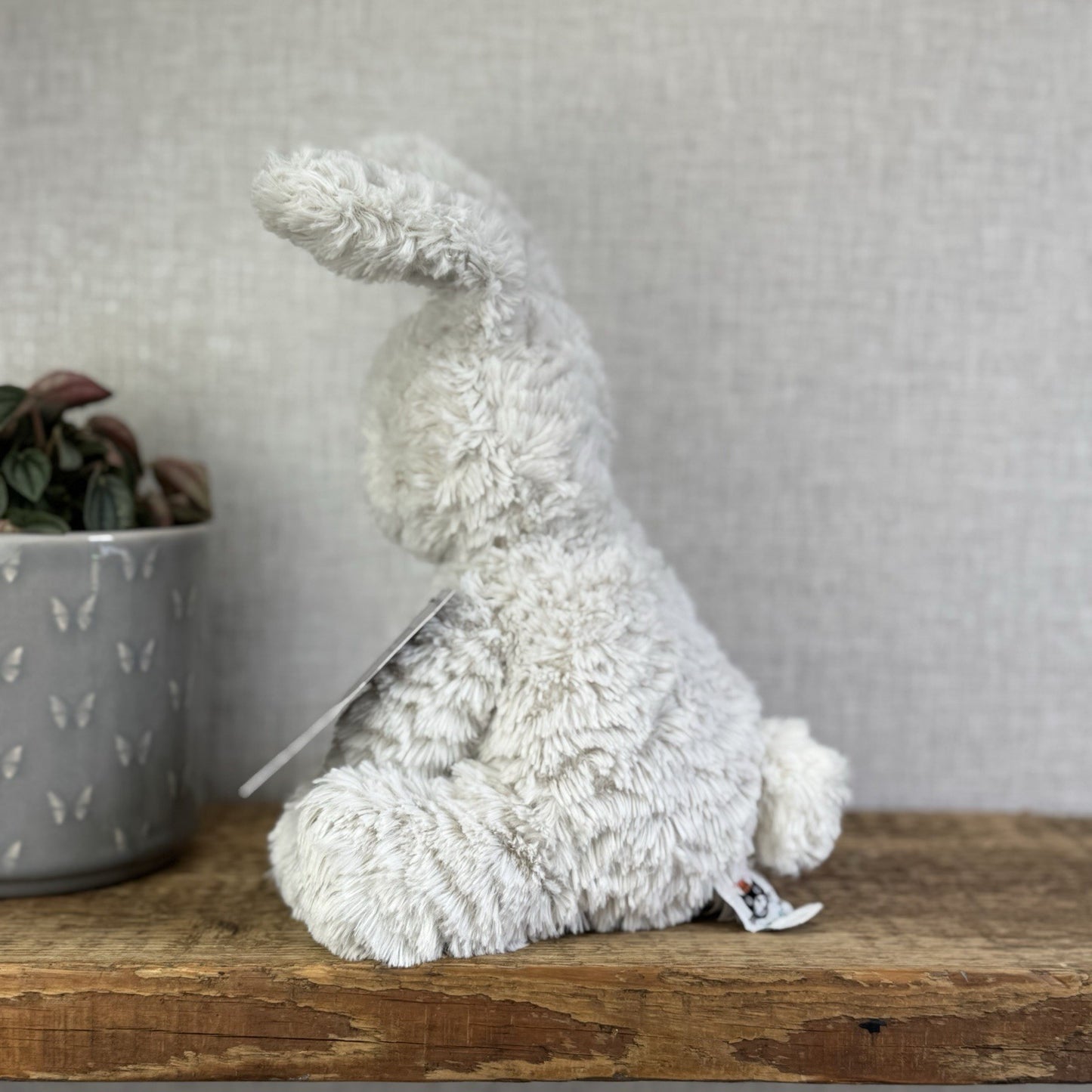 Jellycat Medium Fuddlewuddle Grey Bunny Rabbit - Texture Sitting Bunny 9” Rare
