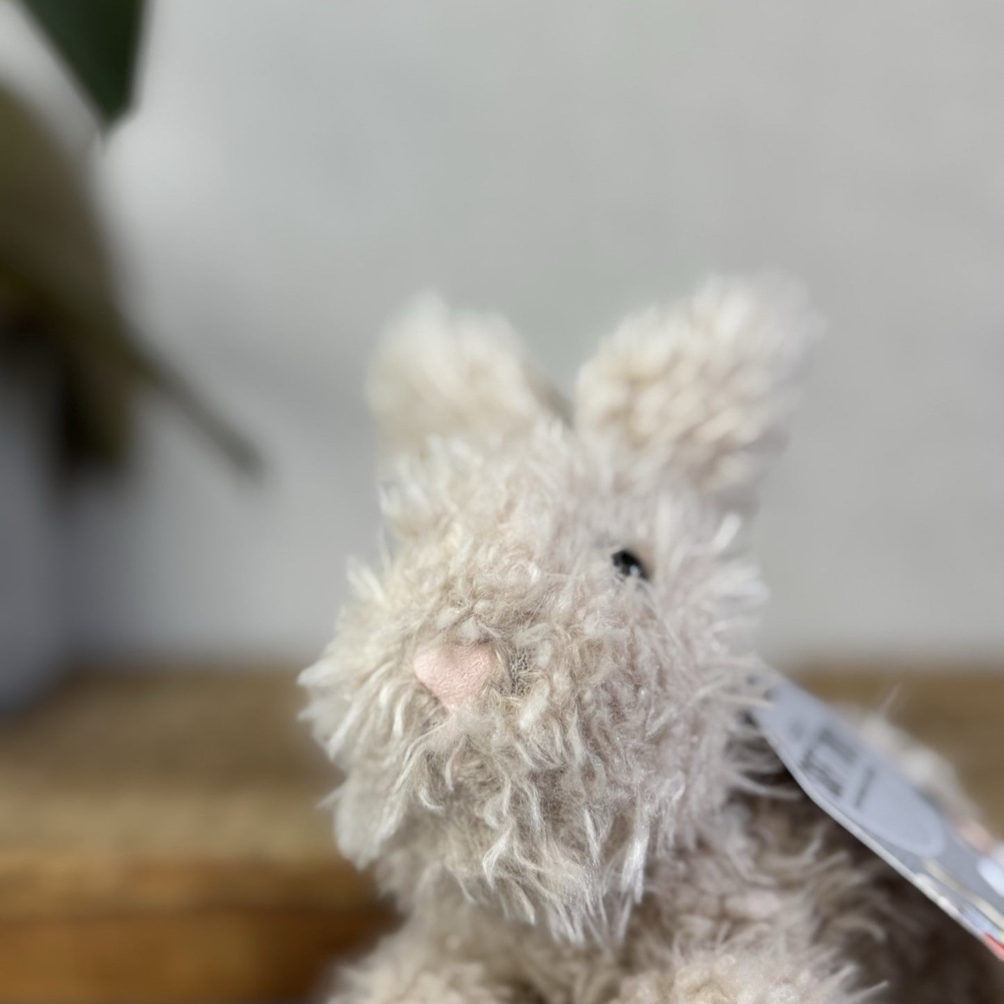 Jellycat Beige Hoppity Bunny Curly Fur Fluffy Angora Bunny Rabbit Small 6”
