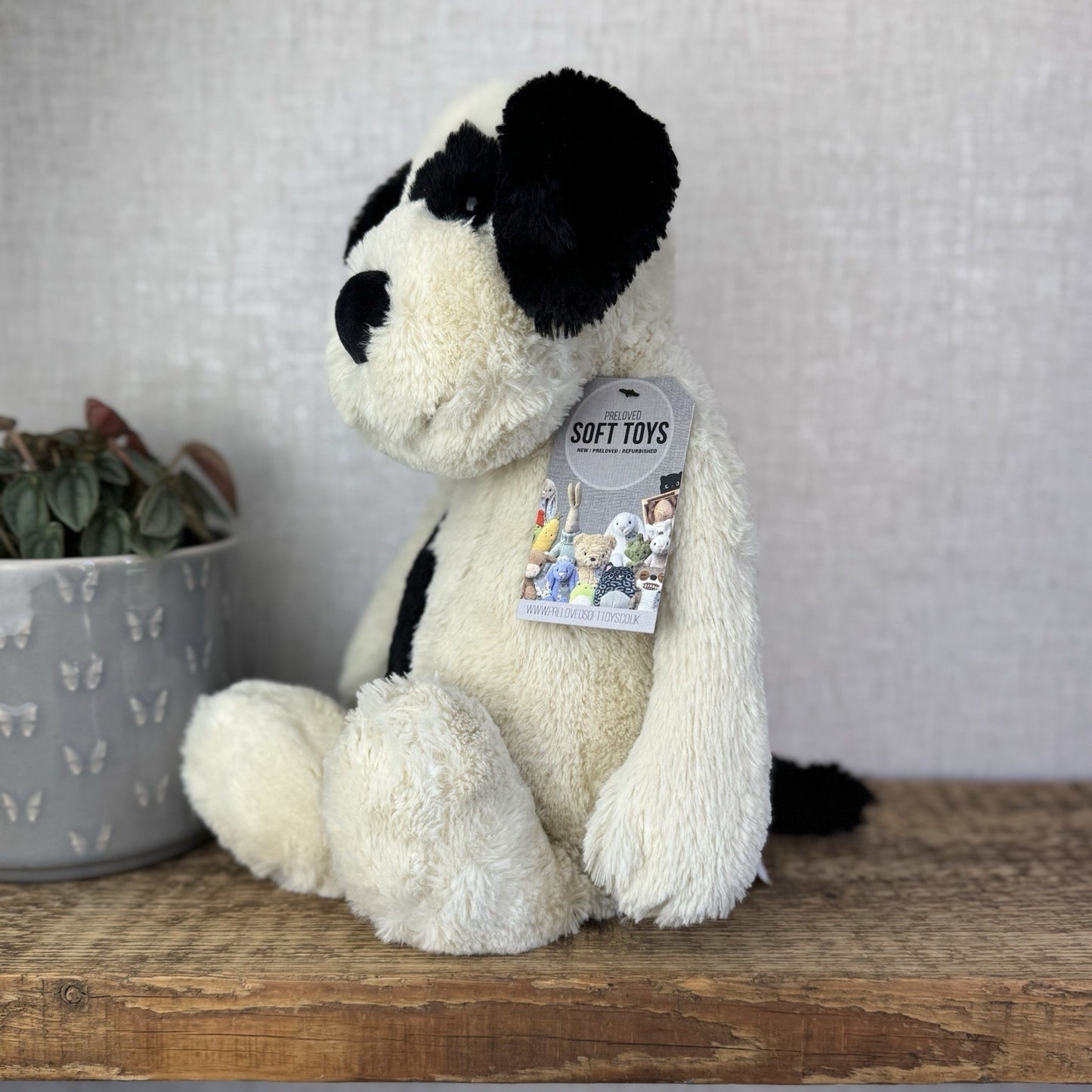 Jellycat Large Bashful Black/cream Puppy Dog - Large Dog Plush Retired Rare 16”
