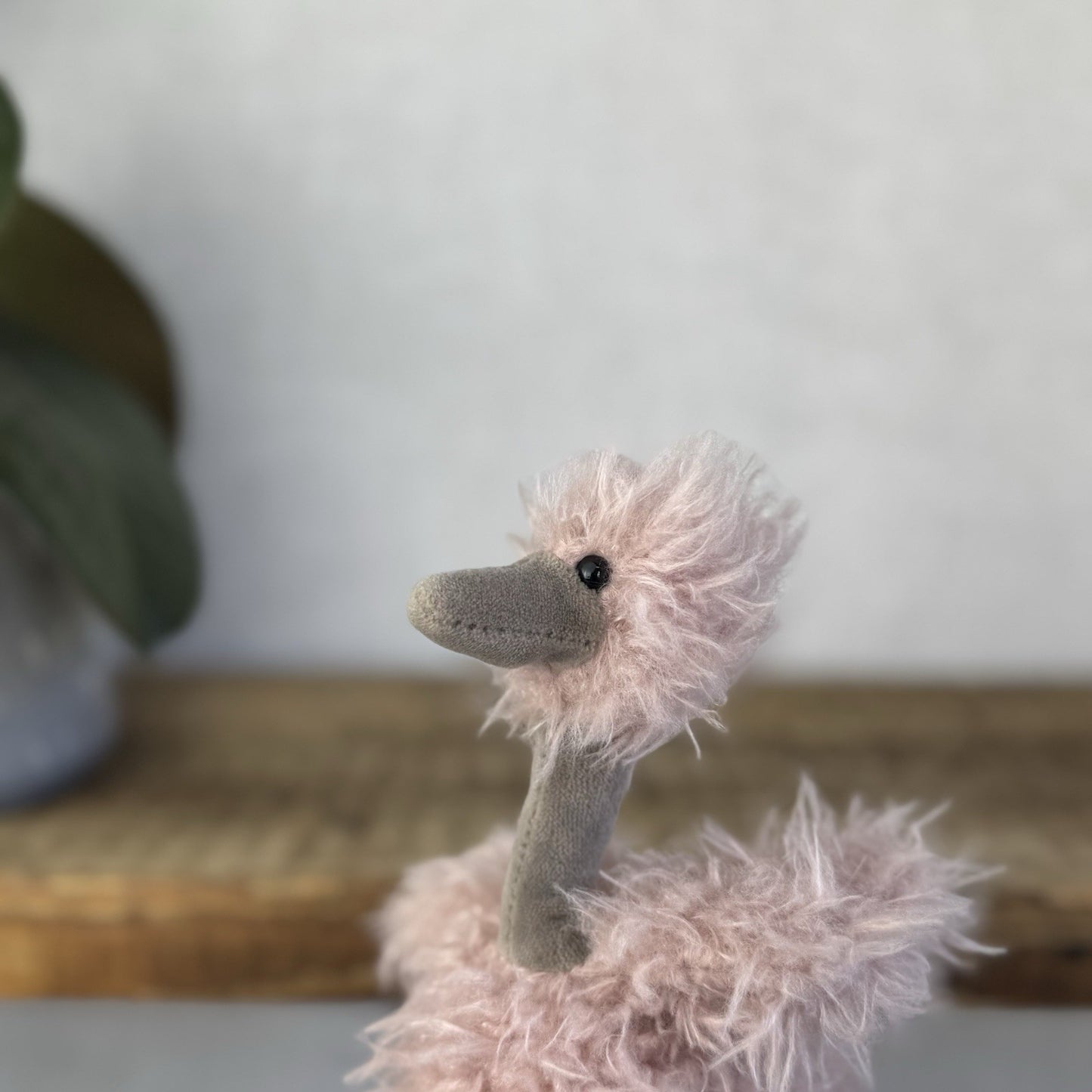 Jellycat Bonbon Ostrich Plush Toy - Small Fluffy Pink Ostrich Beanie Retired 10”