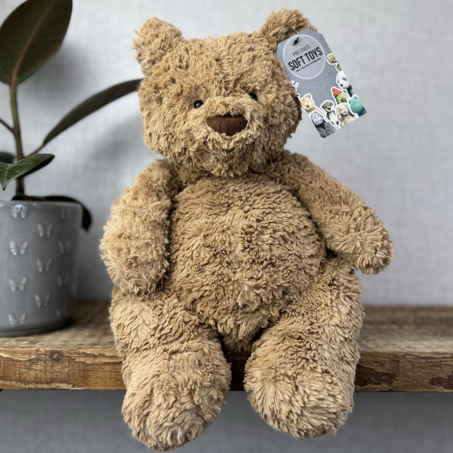 Jellycat Large Bartholemew Bear - Jellycat Textured Tan Sitting Bear Plush 14”