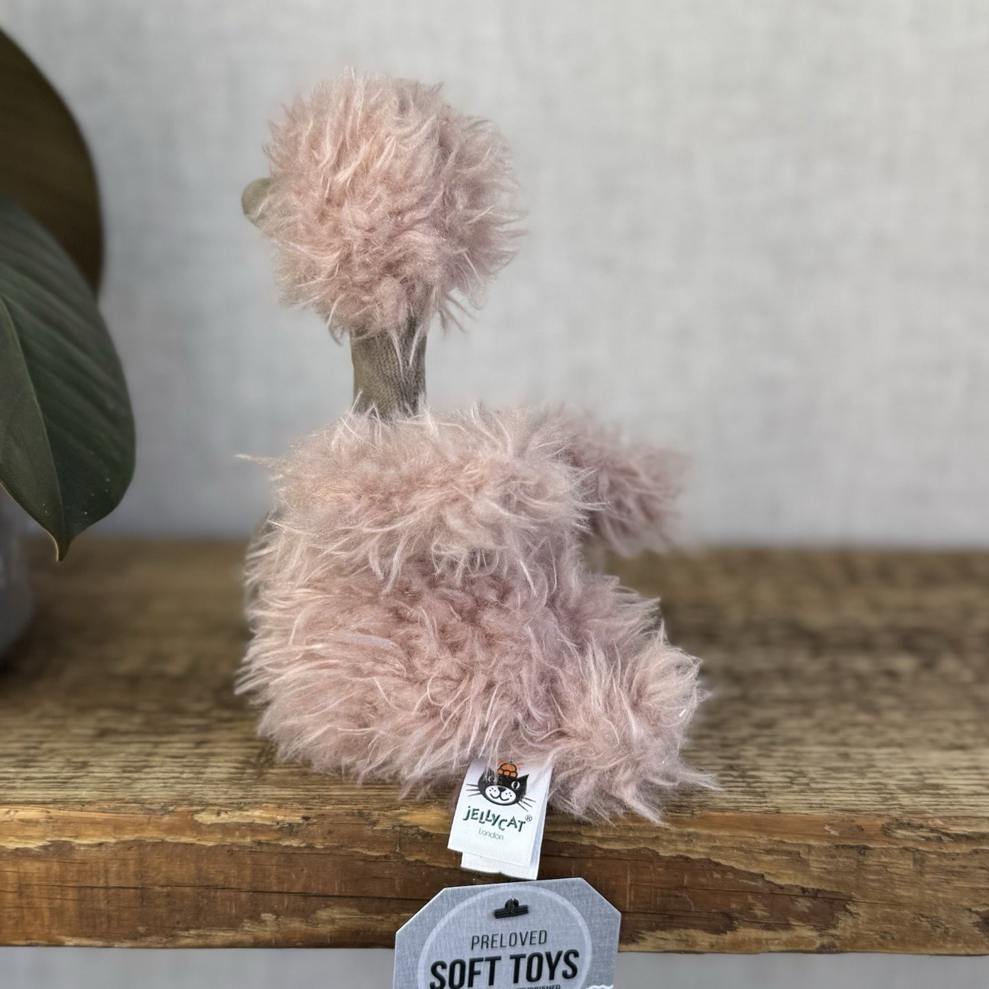 Jellycat Bonbon Ostrich Plush Toy - Small Fluffy Pink Ostrich Beanie Retired 10”