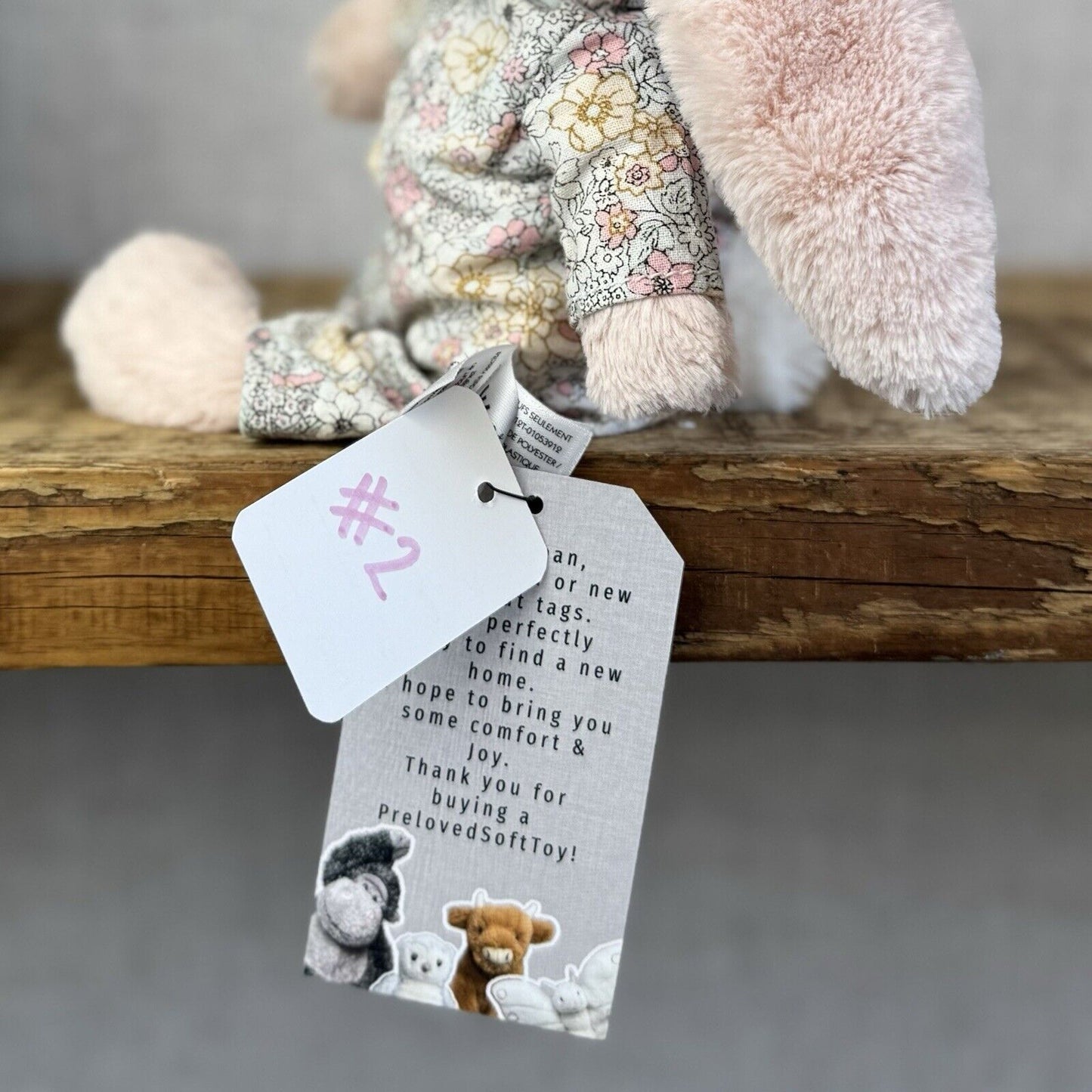 Jellycat Bedtime Blossom Bunny - Small Bunny In Pjamas - Pink Rabbit 8" (2)