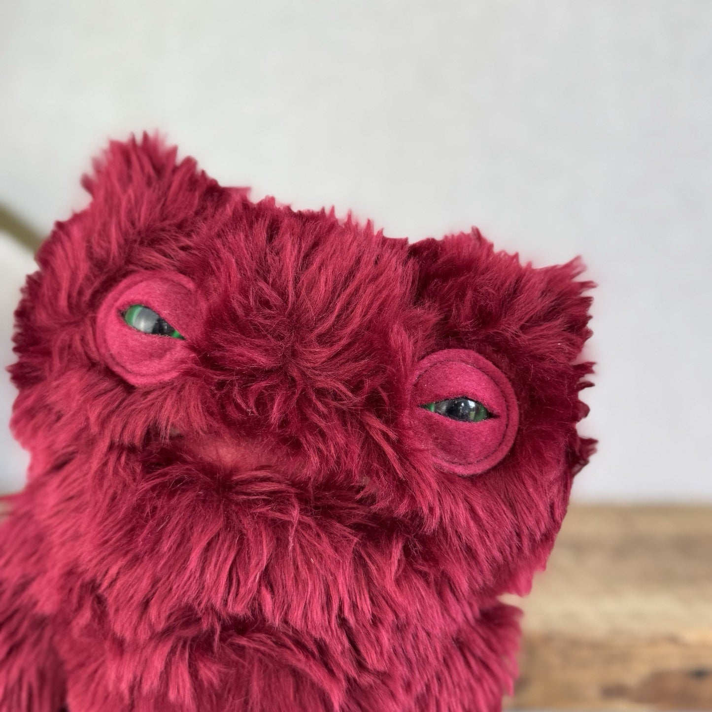 Fuggler Wide Eyed Weirdo - Red Fluffy Funny Ugly Monster Plush Toy Burgundy