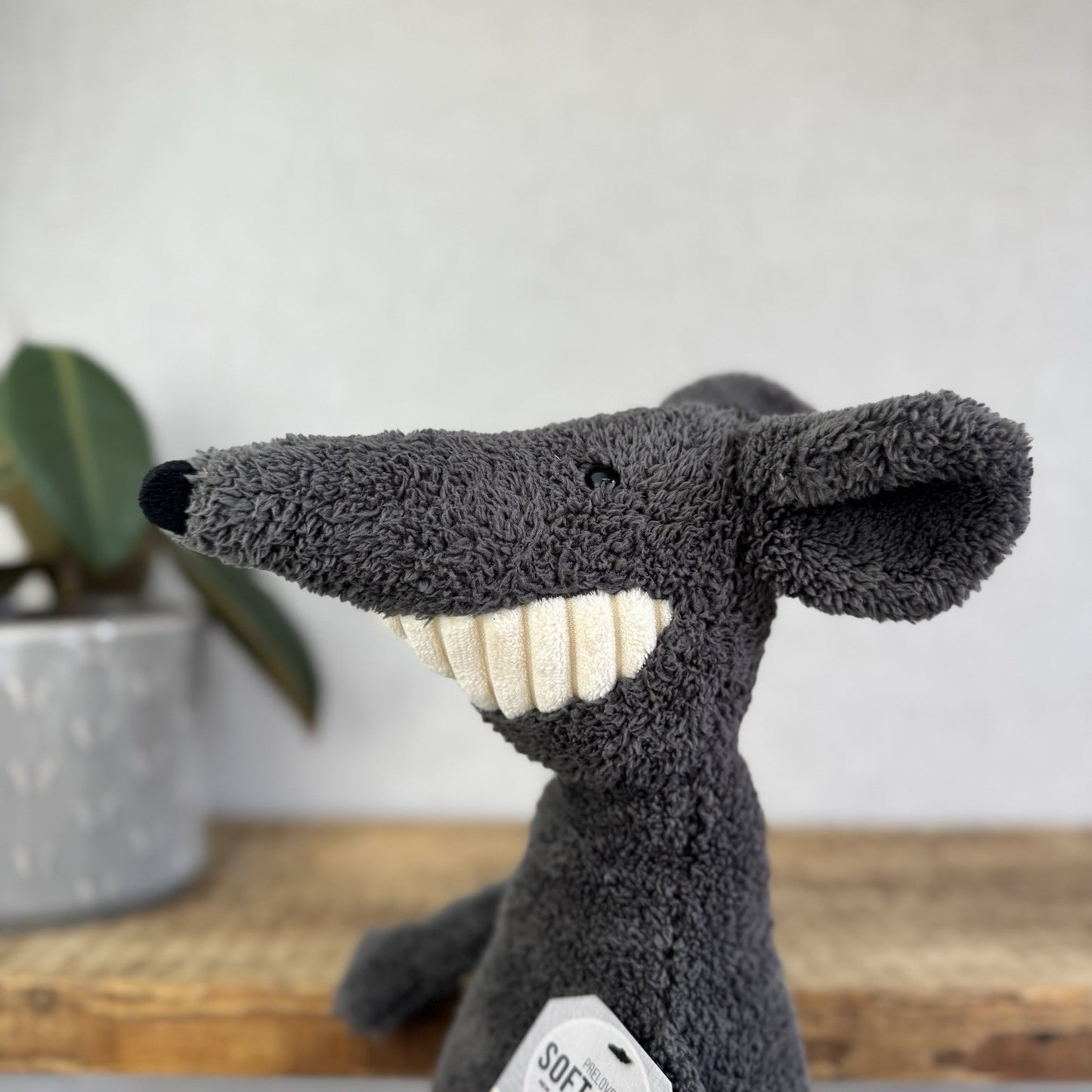 Jellycat Medium Toothy Rat - Large Black/Grey Rodent Smiling Rare Retired 16”