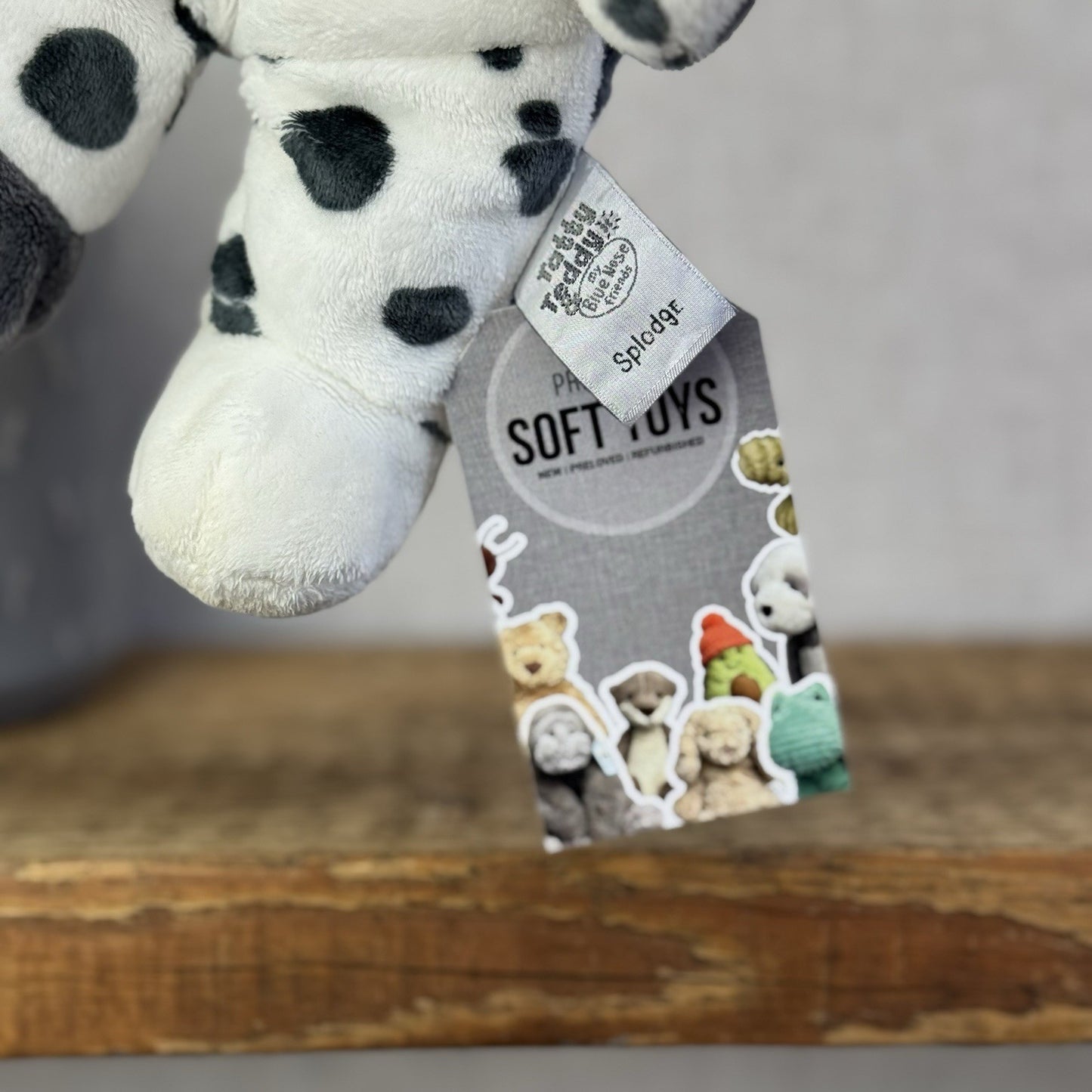Blue Nose Friends Floppy Friends Splodge - Beanbag Puppy Dog Grey/White 11"