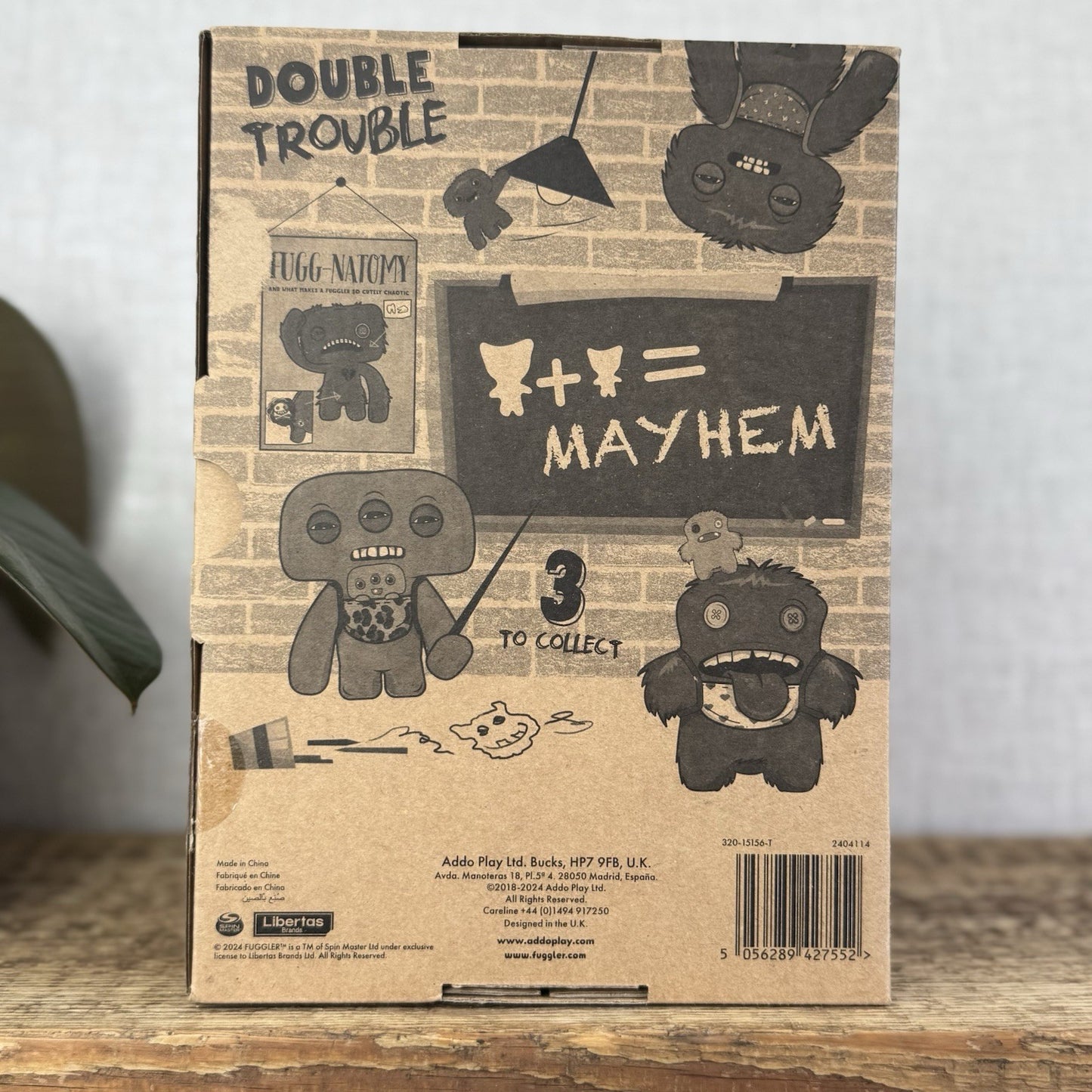 Fuggler Double Trouble - Squidge & Baby Brown Fluffy Funny Rare Monster With Box
