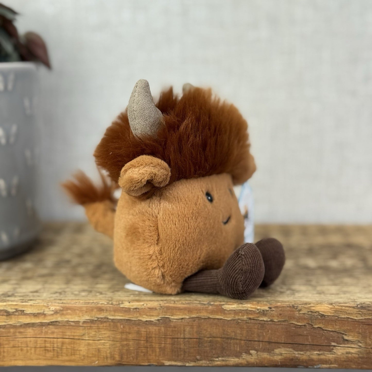 Jellycat Amuseabean Highland Cow - Small Brown Beanie Cow Soft Toy Retired 5”