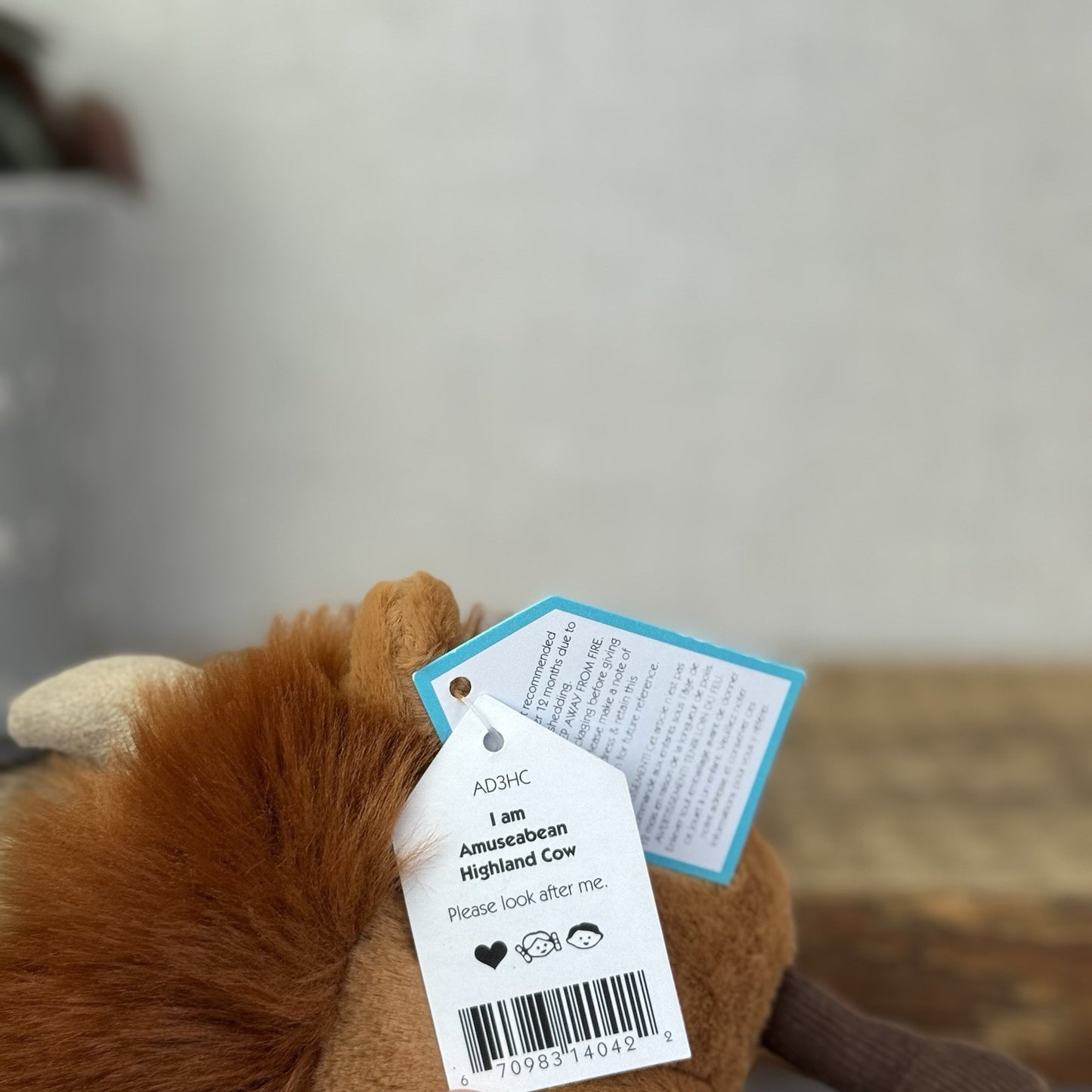 Jellycat Amuseabean Highland Cow - Small Brown Beanie Cow Soft Toy Retired 5”