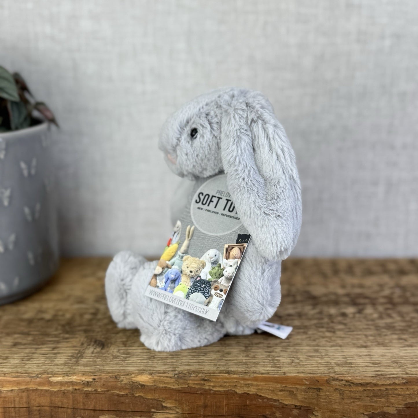 Jellycat Small Bashful Bunny Grey - Small Bunny White Tail Beanie NWOT 8”