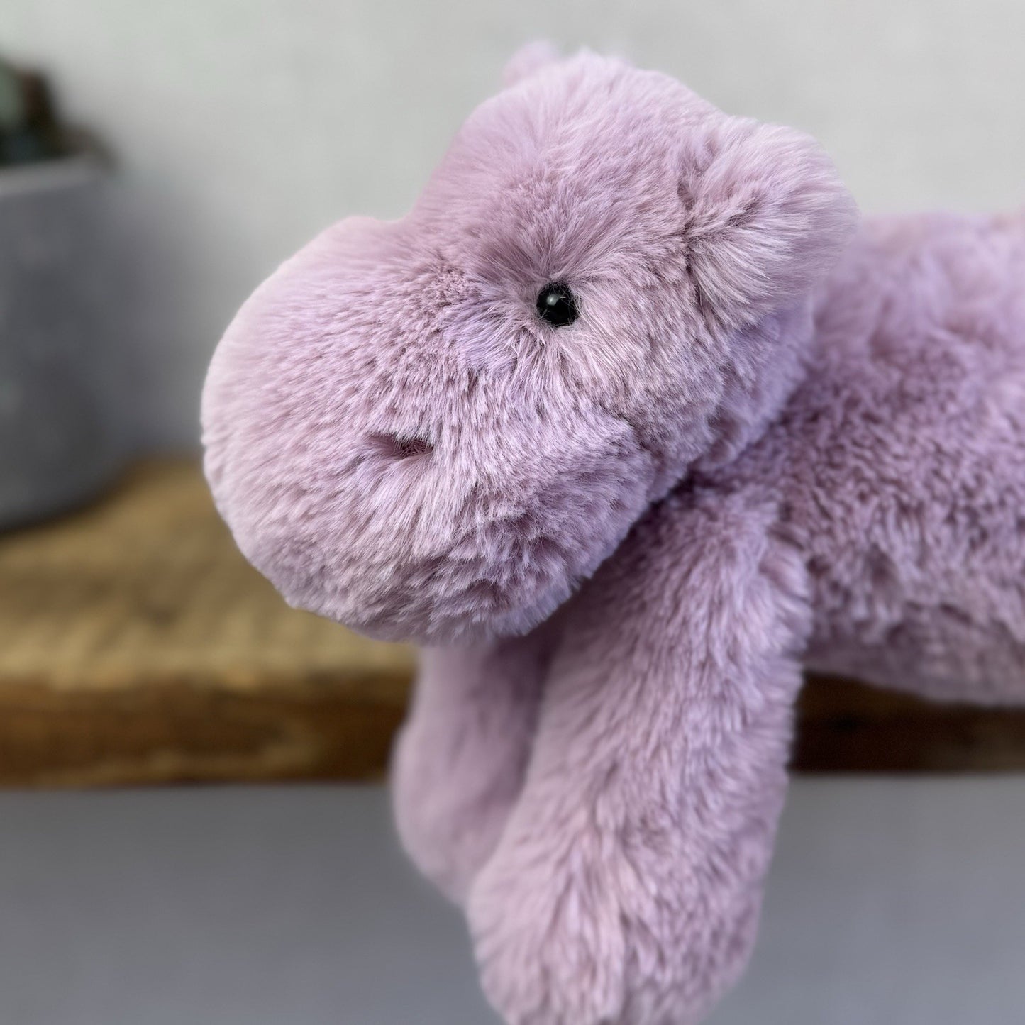 Jellycat Medium Smudge Hippo - Lilac Laying Hippo Beanie Plush Retired New 14”