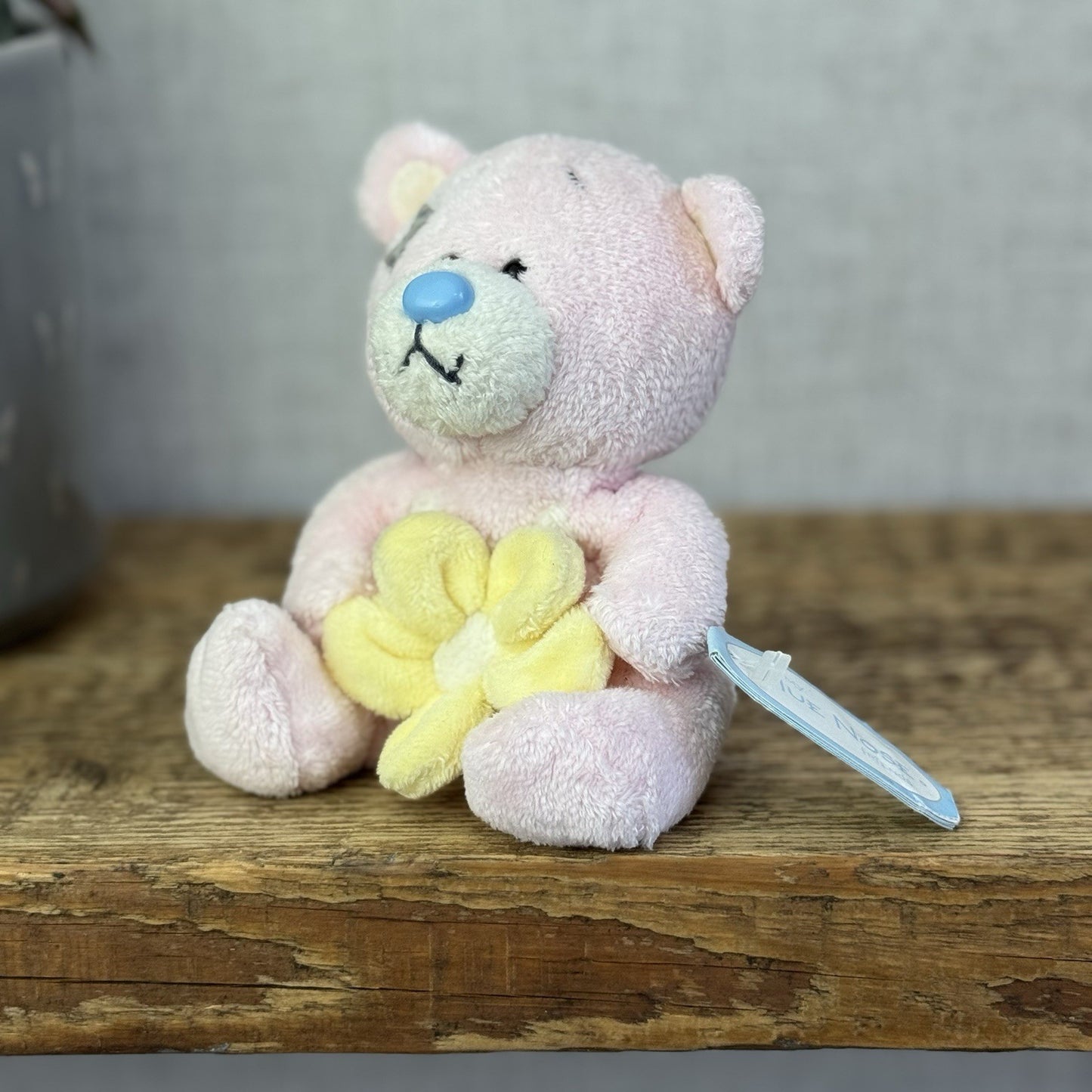 Blue Nose Friends Cuddles #49 - Mini Pink Bear Beanie With Flower Collectible 5"
