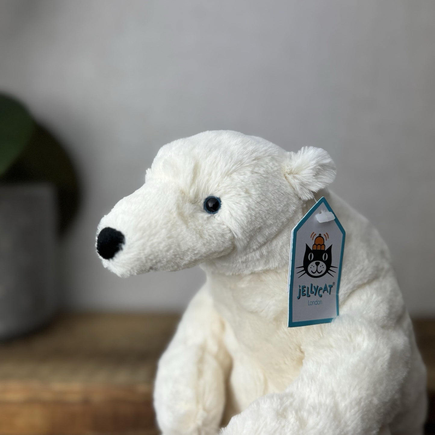 Jellycat Small Elwin Polar Bear - White Sitting Bear Plush Blue Eyes with tags