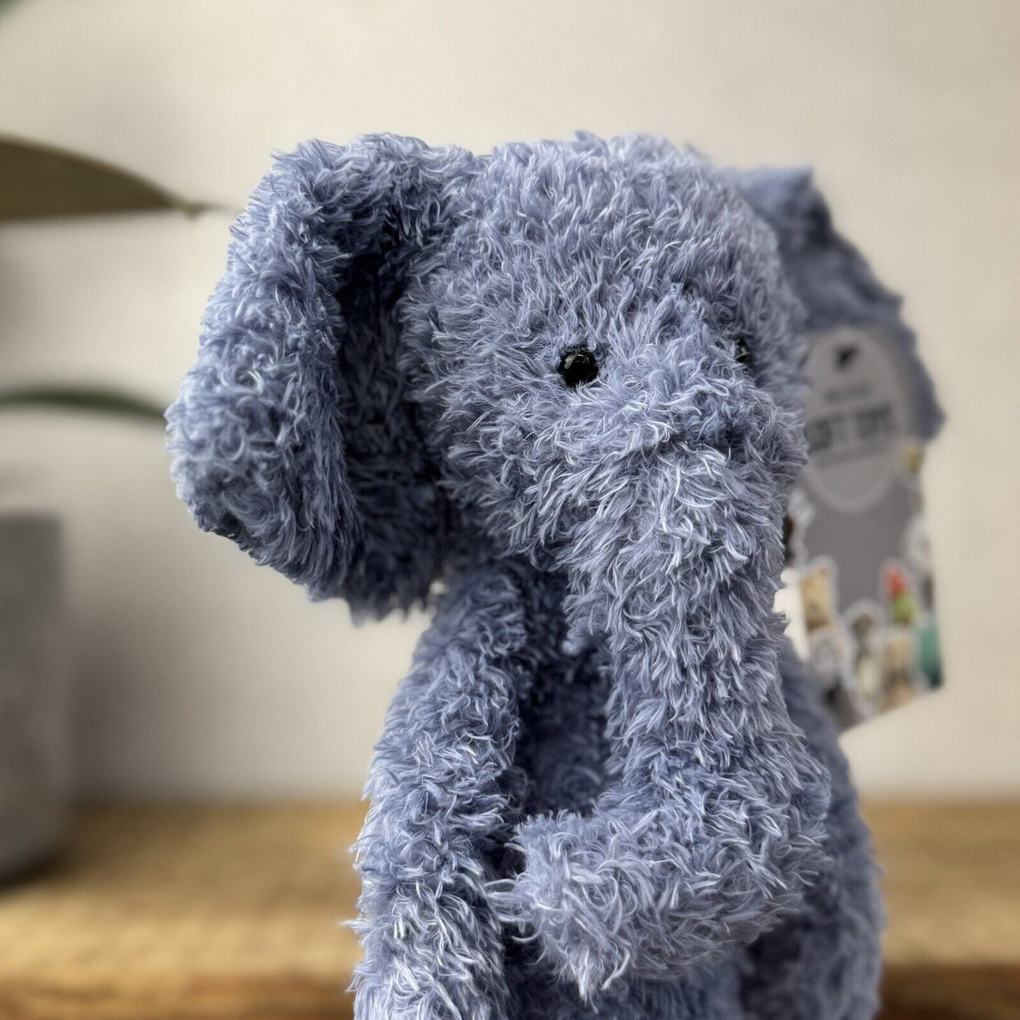 Jellycat Wild Thing Elephant - Light Blue Curly Long Legs Elephant Beanie Plush