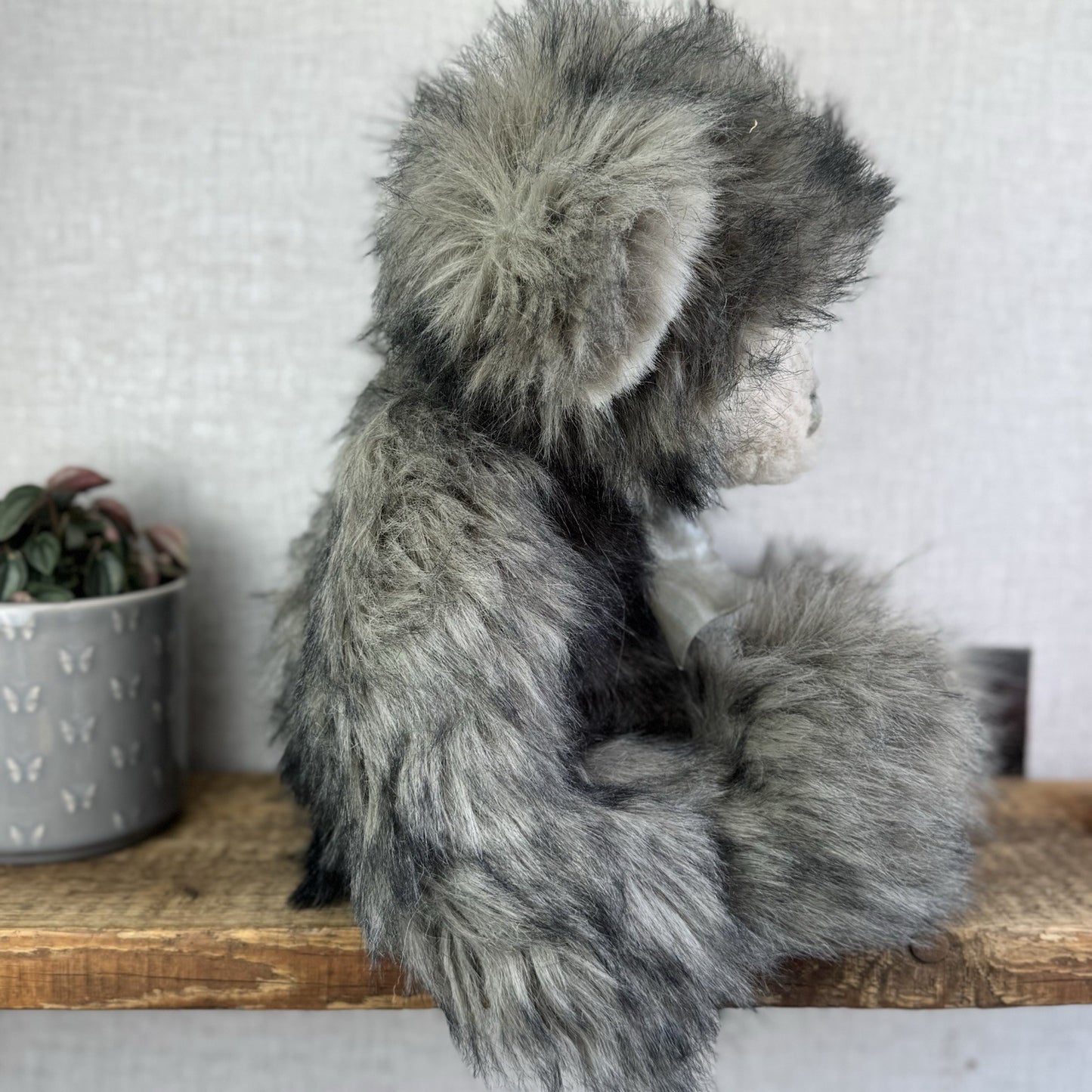 Charlie Bear Dorothy - Large Grey Heavy Charlie Bear Big Fluffy Bells Bow 21”