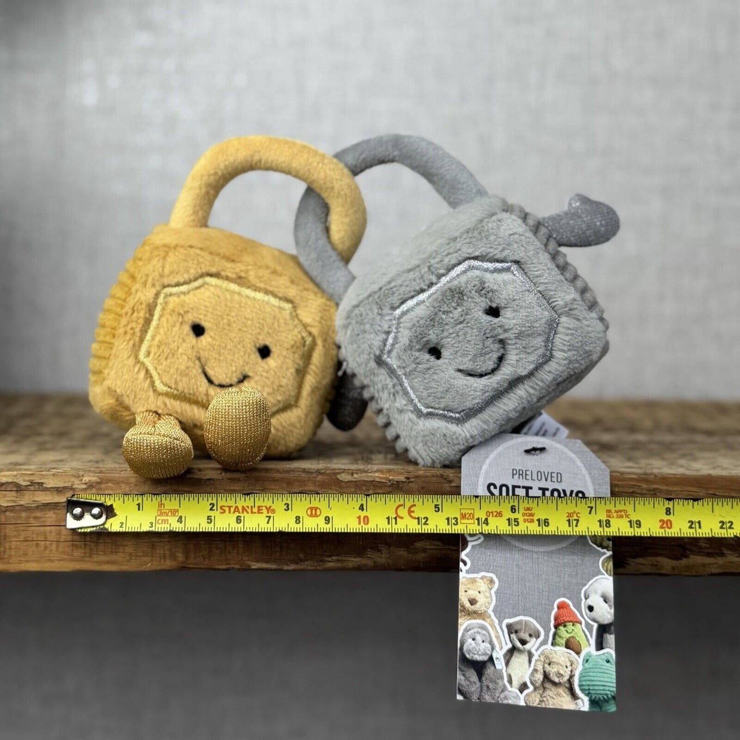 Jellycat Amuseable Love Locks - Padlocks Silver/Gold Beanie Plush 5"