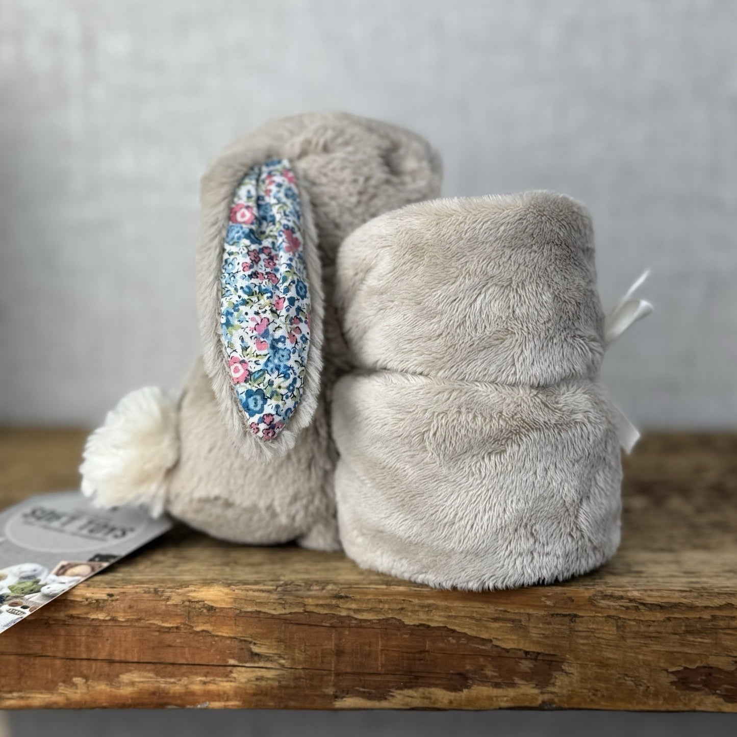 Jellycat Bashful Blue Beige Blossom Bunny Blue Soother - New Without Tags (#2)
