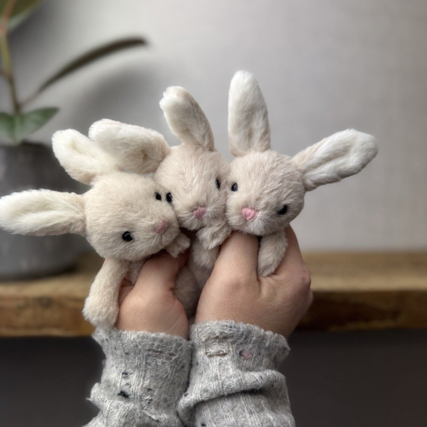 Jellycat Oatmeal Fluffy Bunny - Mini Bunny - Tiny Fluffy Bunny 5” Pocket Pal (1)