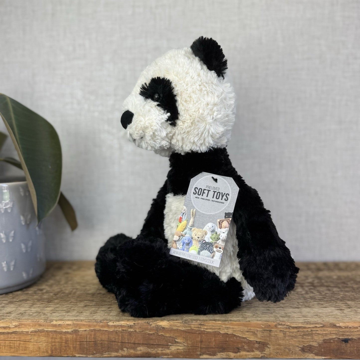 Jellycat Medium Mumble Panda - Black/White Texture Floppy Panda Bear Retired 14"