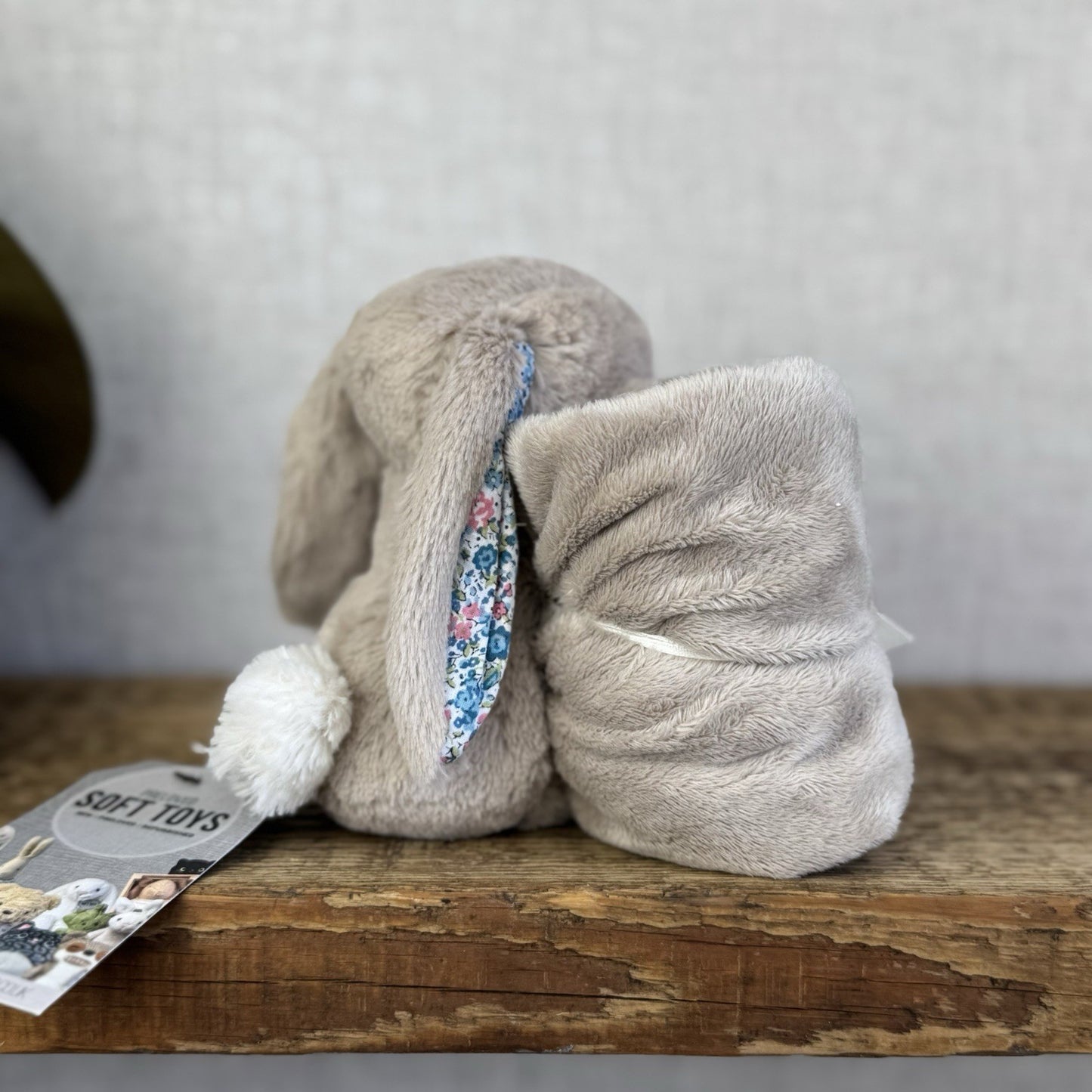 Jellycat Bashful L Beige Blossom Bunny Blue Soother - Retired New Without Tags
