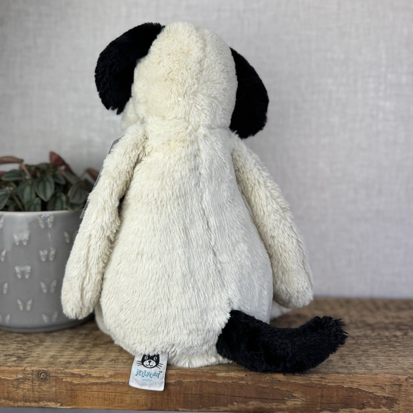 Jellycat Large Bashful Black/cream Puppy Dog - Large Dog Plush Retired Rare 16”