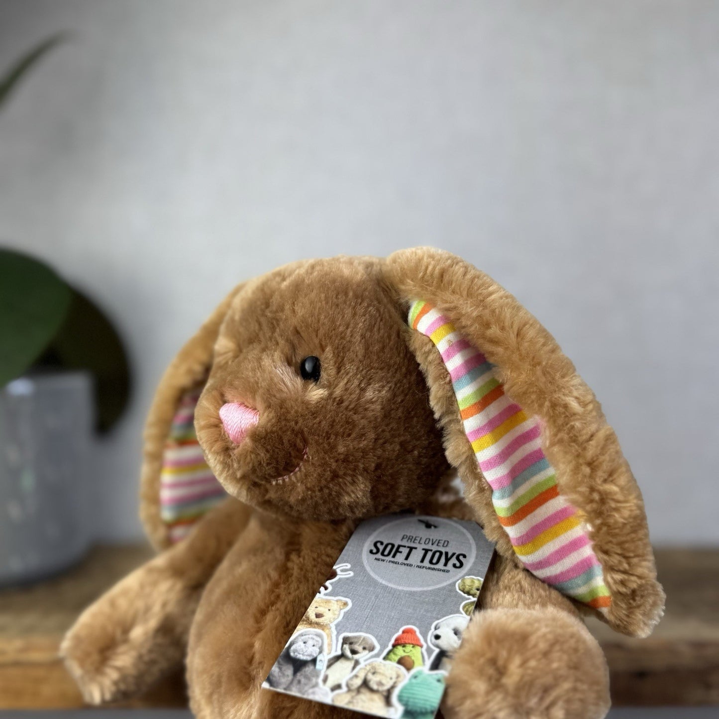 GUND Hoppy Days Floppity Bunny Rabbit 320014 Multi Striped Paws/Ears Beanie 12”