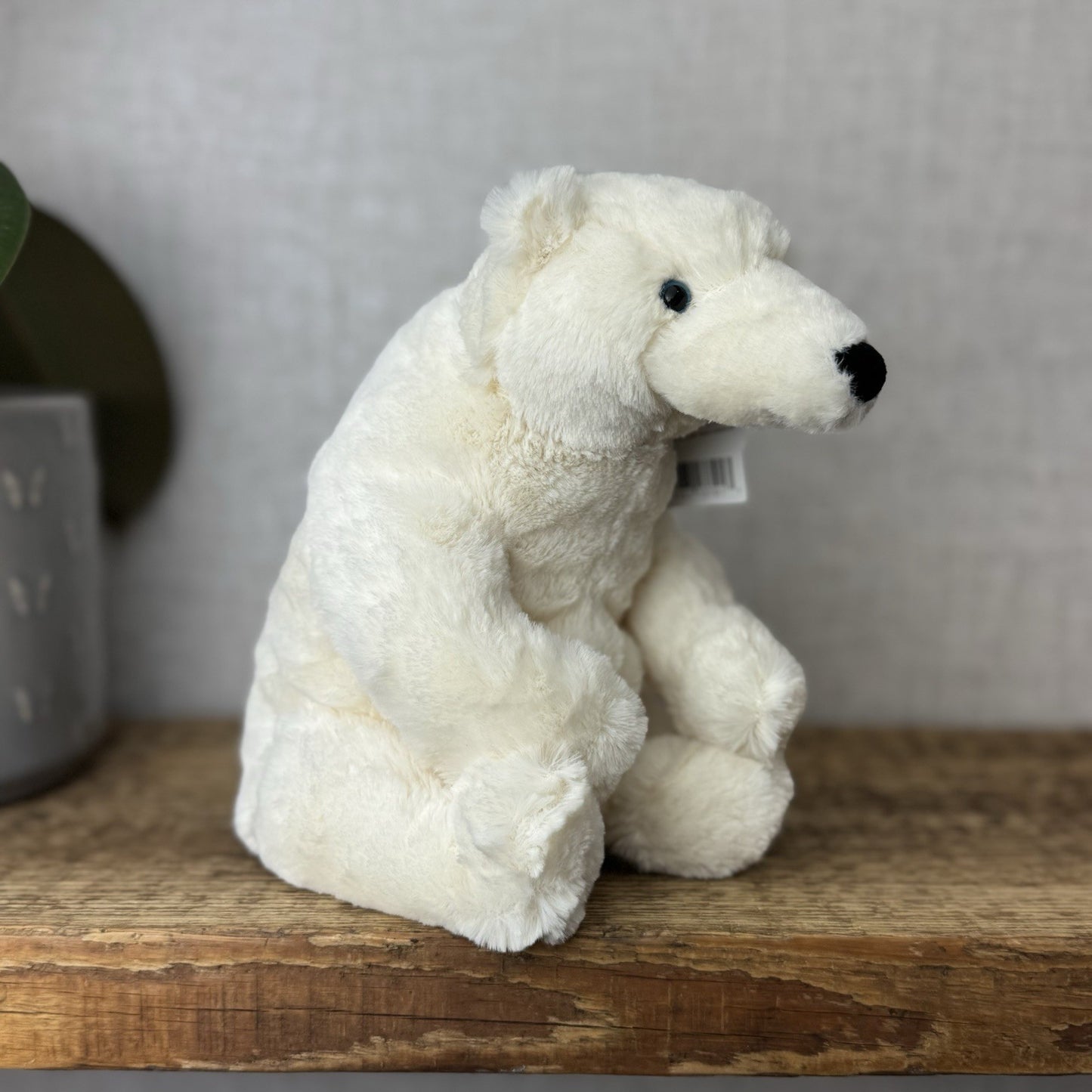 Jellycat Small Elwin Polar Bear - White Sitting Bear Plush Blue Eyes with tags