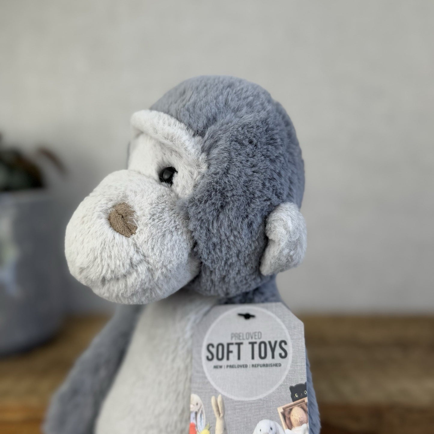 Jellycat Medium Bashful Gorilla - Light Grey Version Old Style Gorrilla 12” (#2)