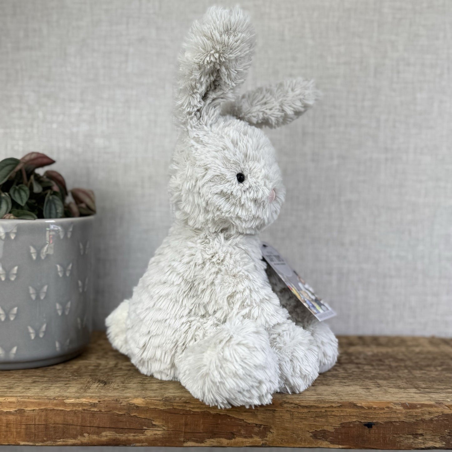 Jellycat Medium Fuddlewuddle Grey Bunny Rabbit - Texture Sitting Bunny 9” Rare