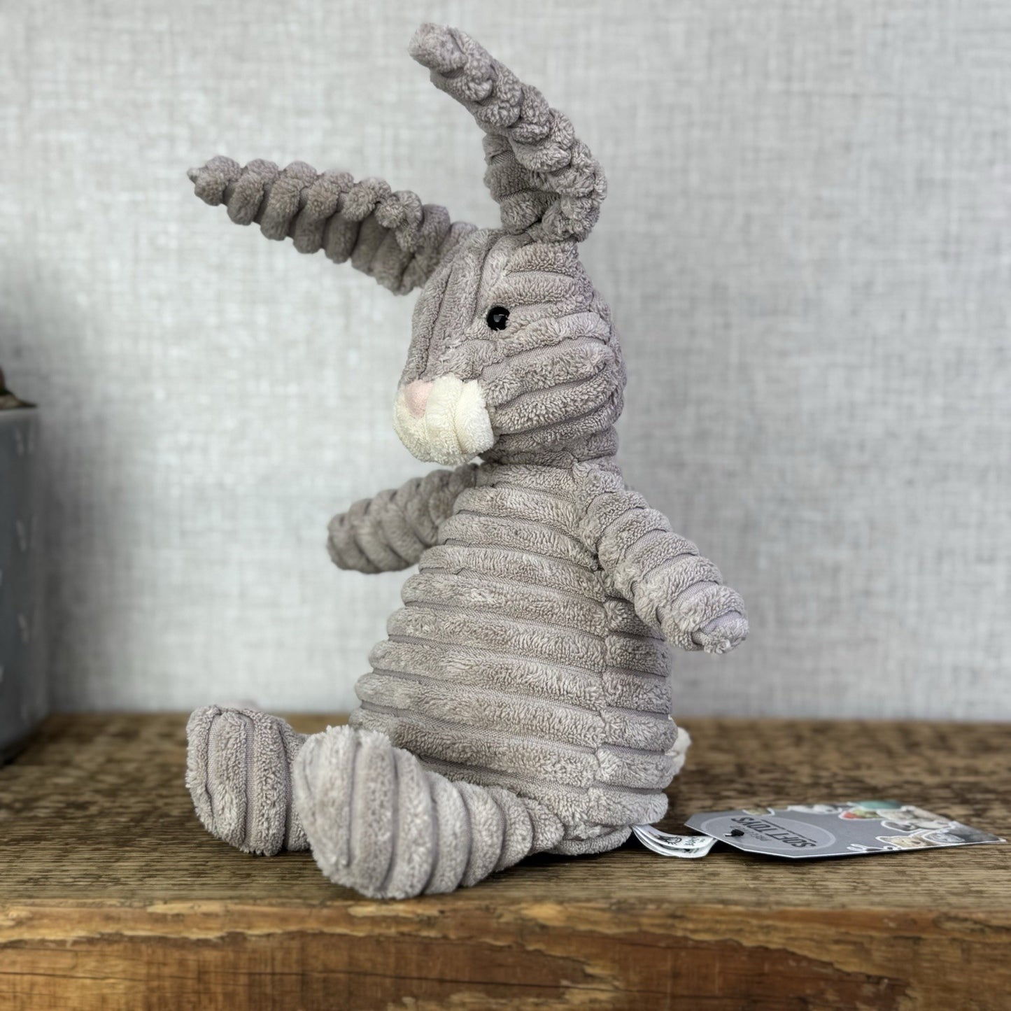 Jellycat Small Cordy Roy Hare - Beige/Grey Ribbed Rabbit Plush 12” (flawed)