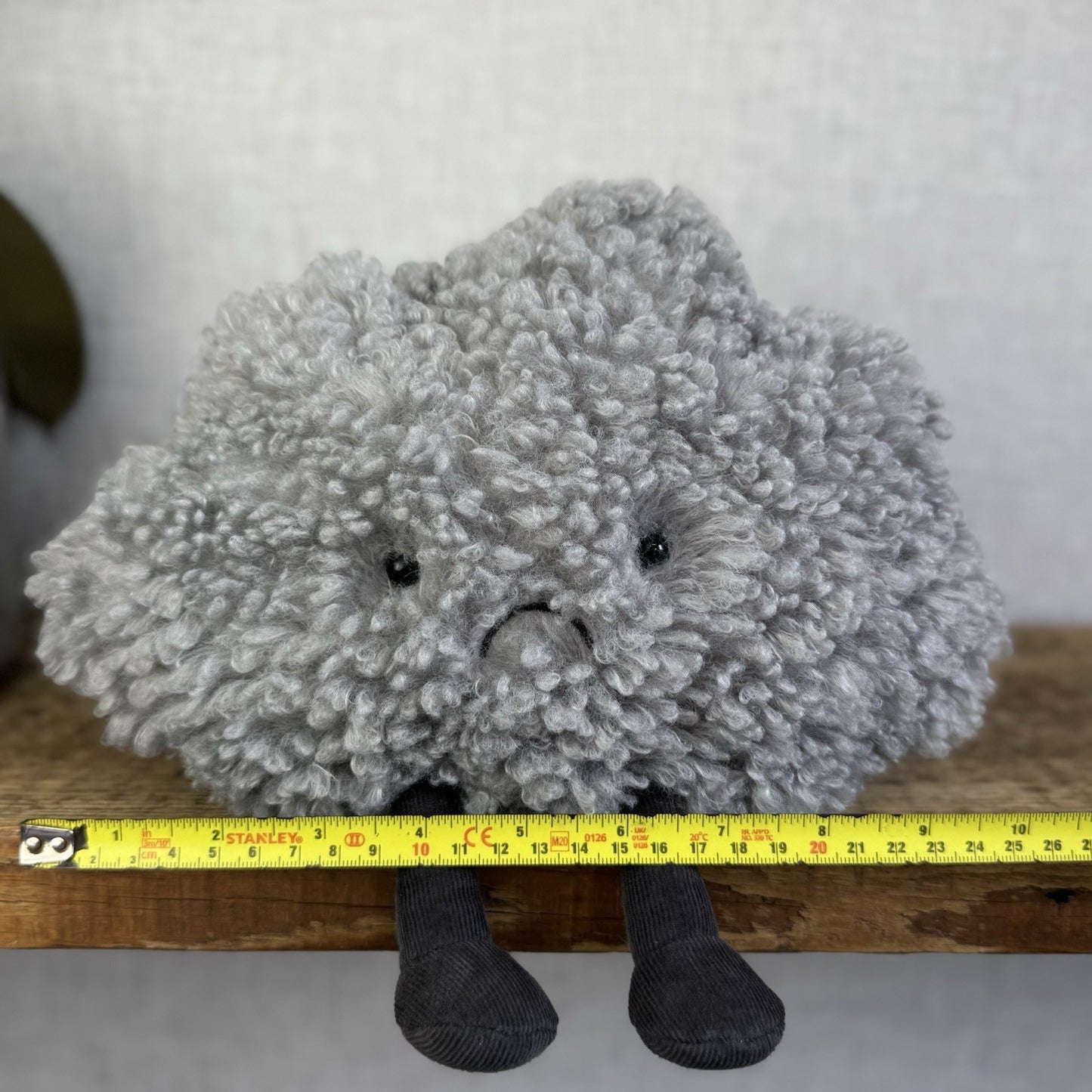 Jellycat Amuseable Storm Cloud - Grey Grumpy Cloud Plush Beanie NWT 10"