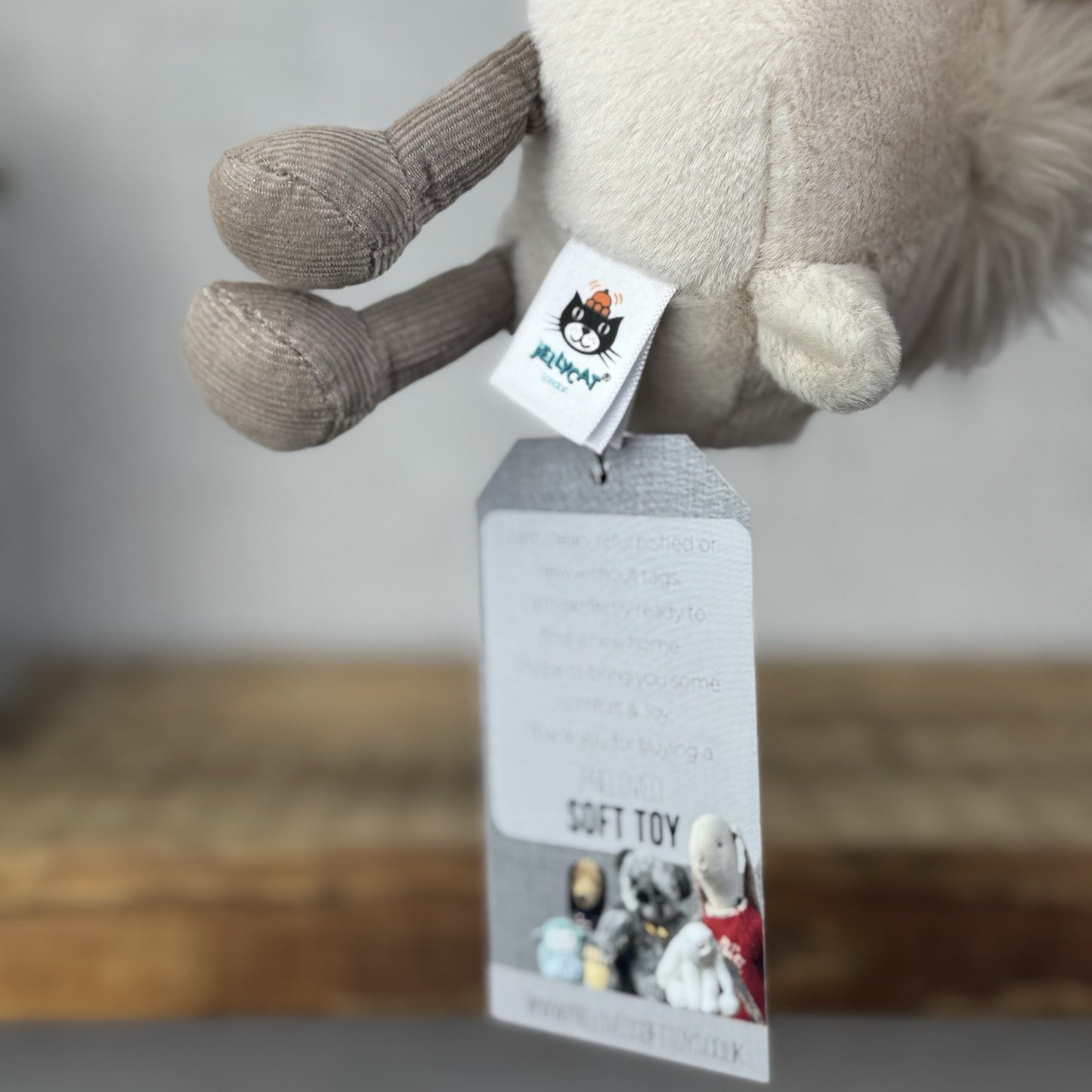 Jellycat Amuseabean Ram - Small Cream Beanie Goat Farm Animal Toy Retired 5”