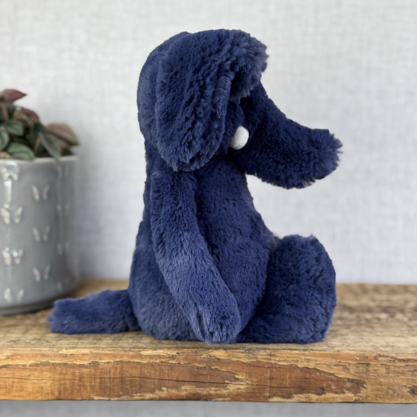 Jellycat Medium Bashful Navy Blue Elephant - Medium Blue With Tusks 12”