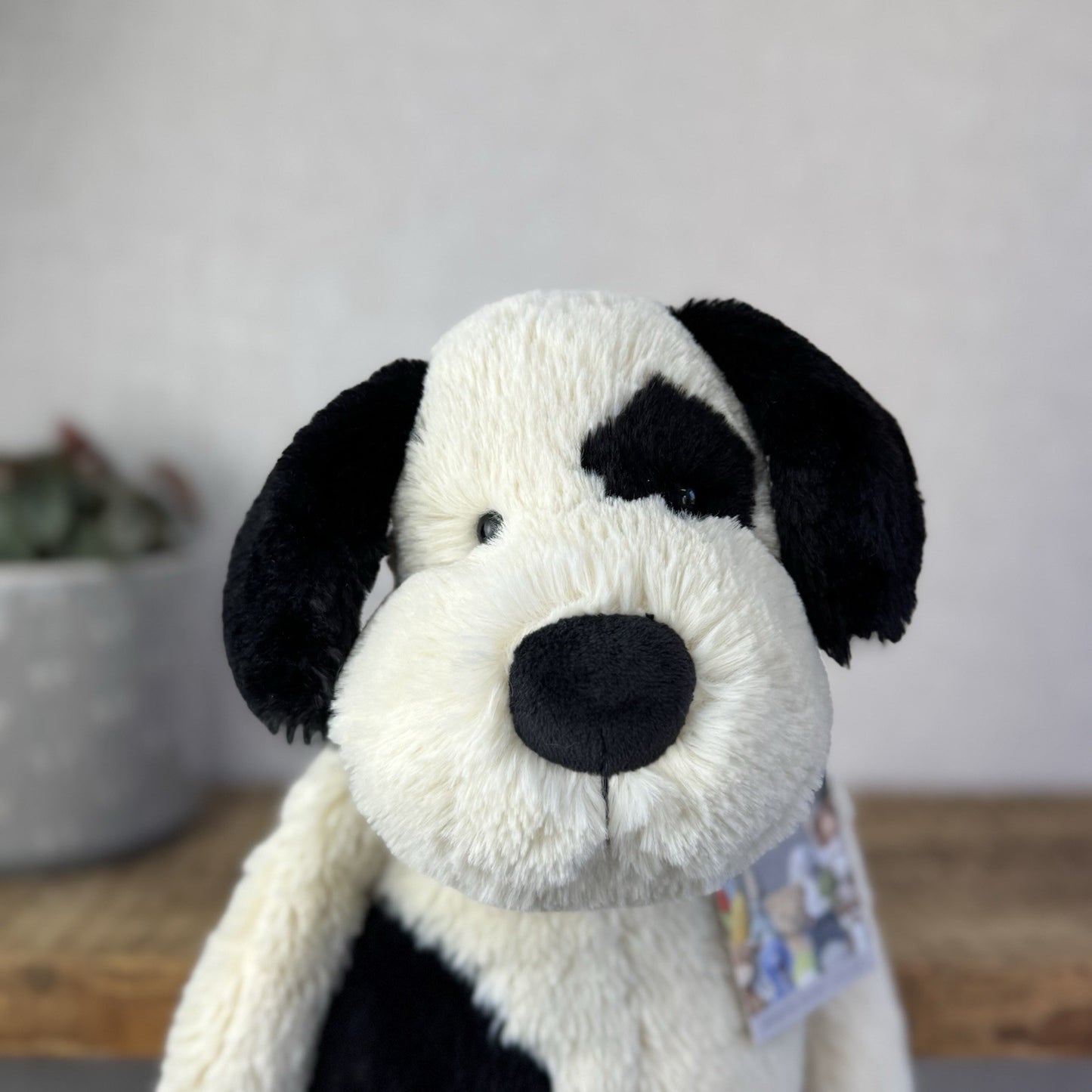 Jellycat Large Bashful Black/cream Puppy Dog - Large Dog Plush Retired Rare 16”