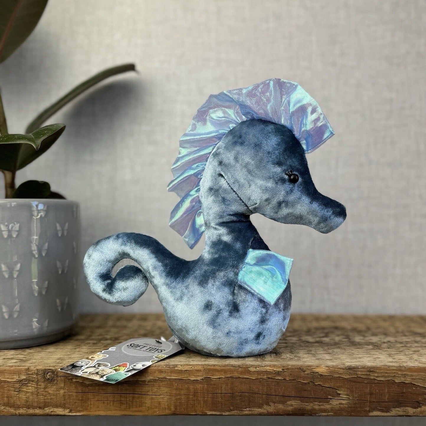 Jellycat Coral Cutie Seahorse - Light Blue Velour Sea Creature Seahorse Plush 8”